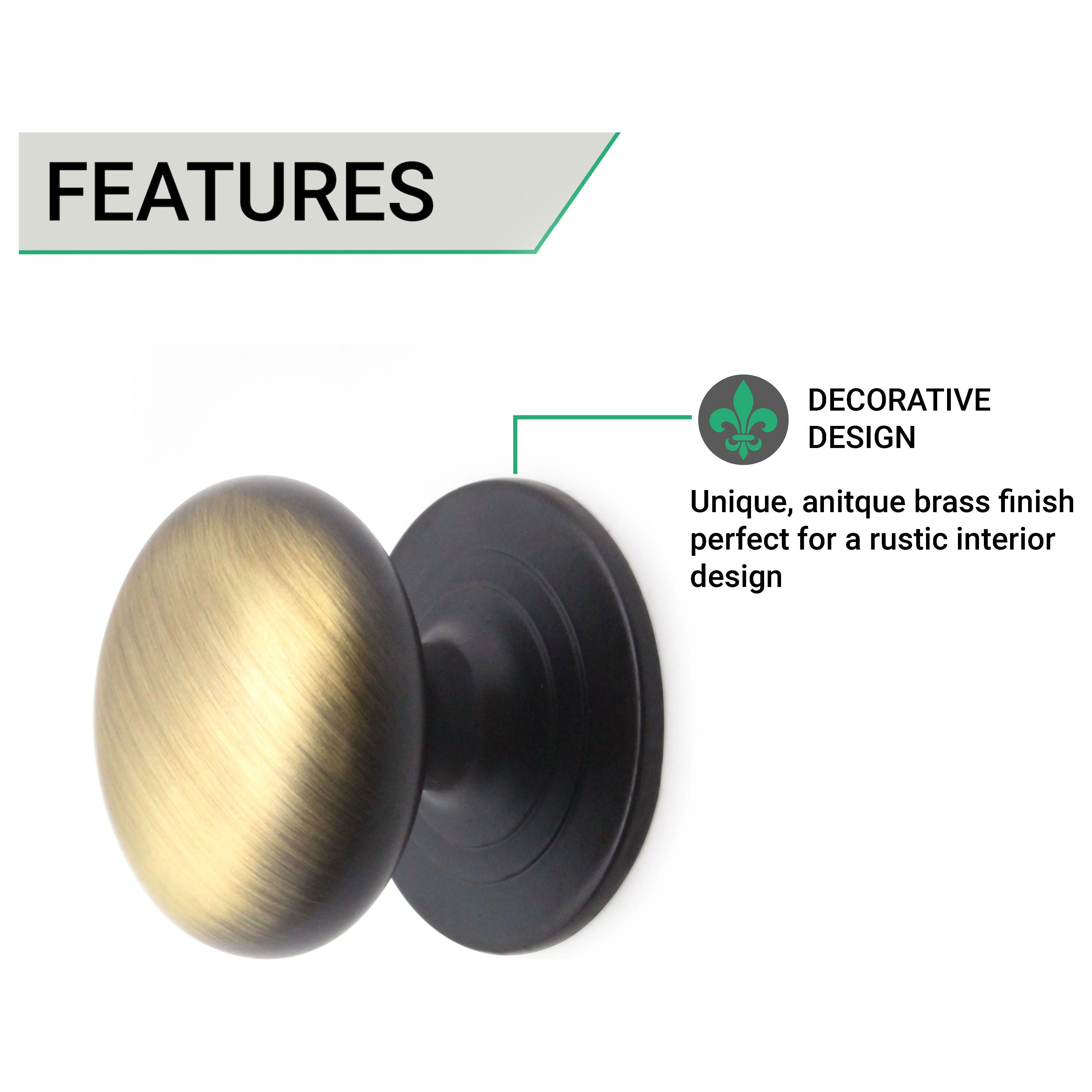 Victorian Cupboard Knob - 38mm - Antique Brass - Image 3