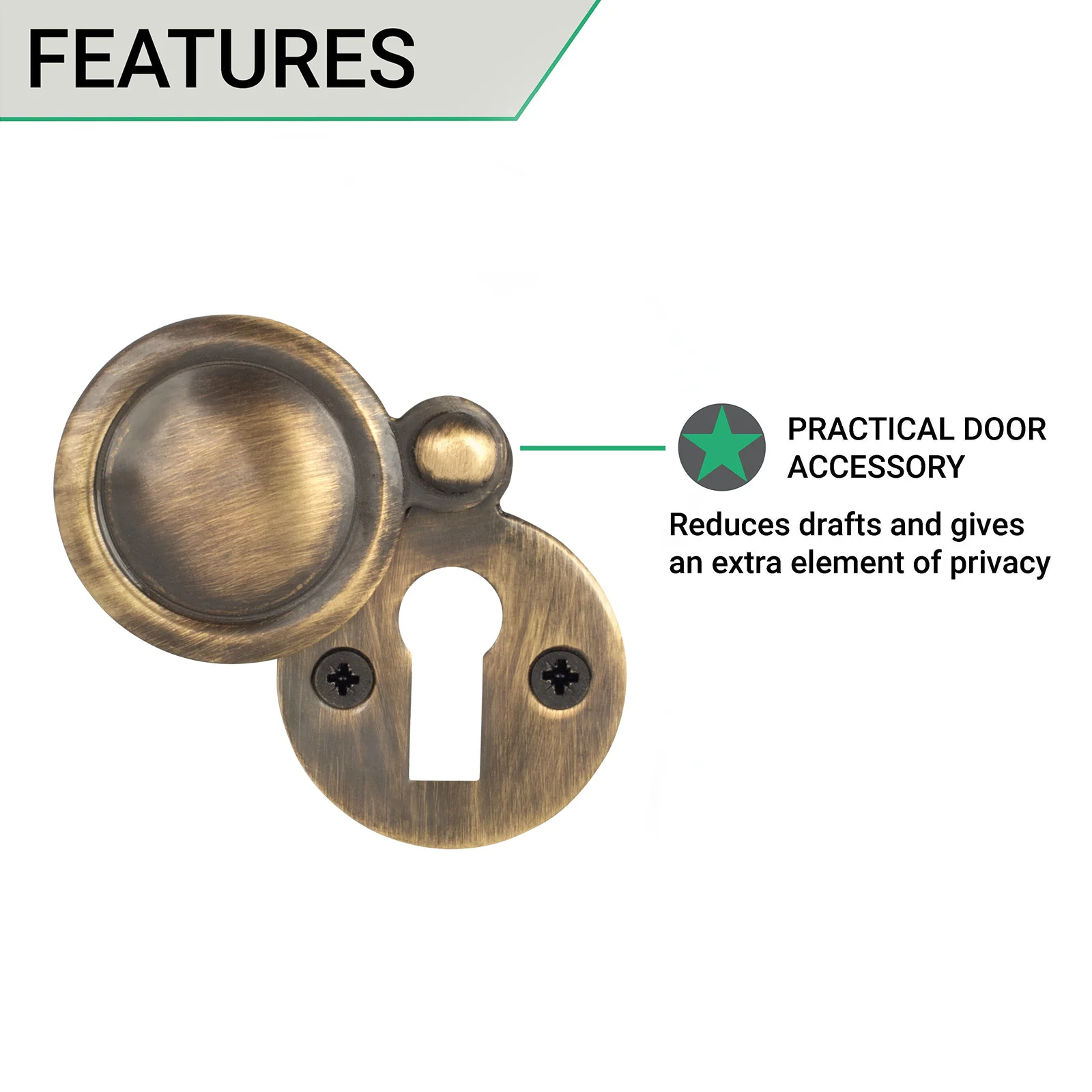 Victorian Keyhole Covered Escutcheon for Front Doors - 34mm - Antique Brass - Image 4