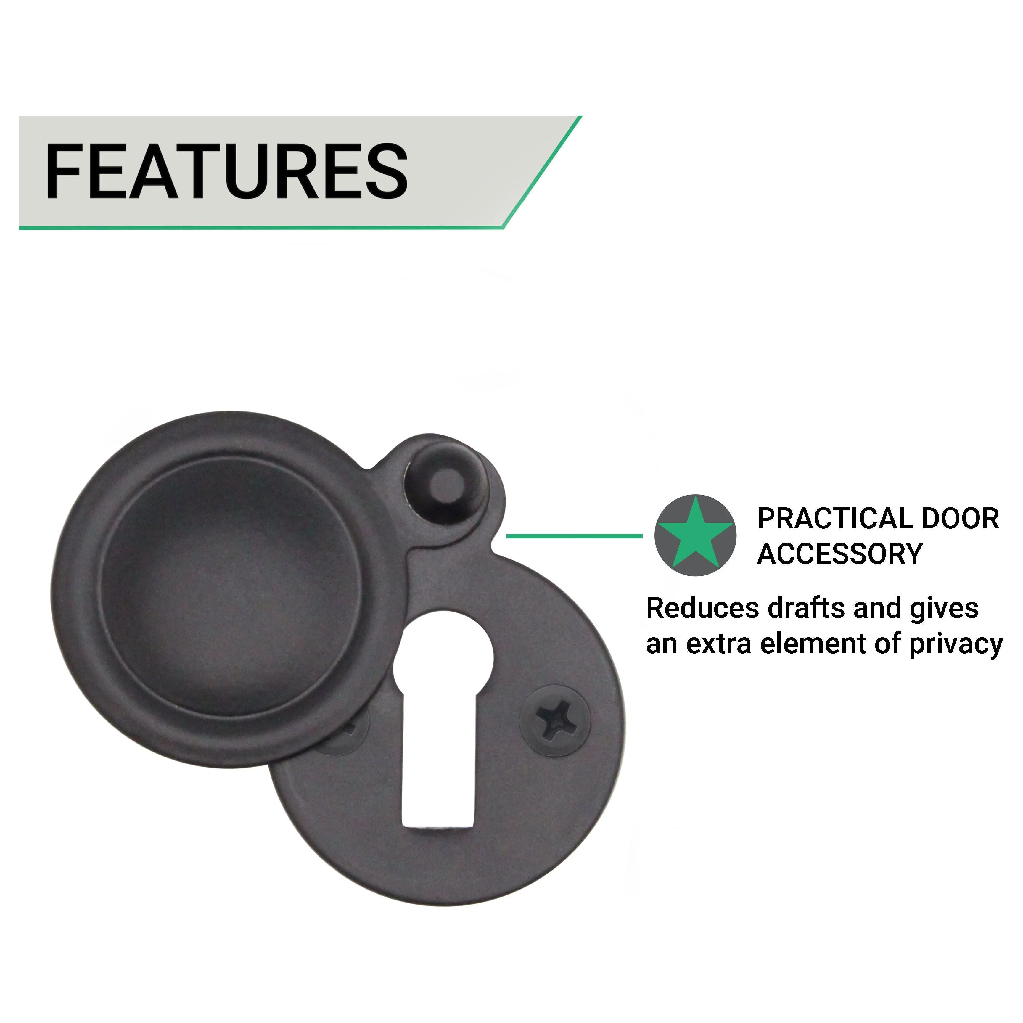 Victorian Keyhole Covered Escutcheon for Front Doors - 34mm - Black - Image 3