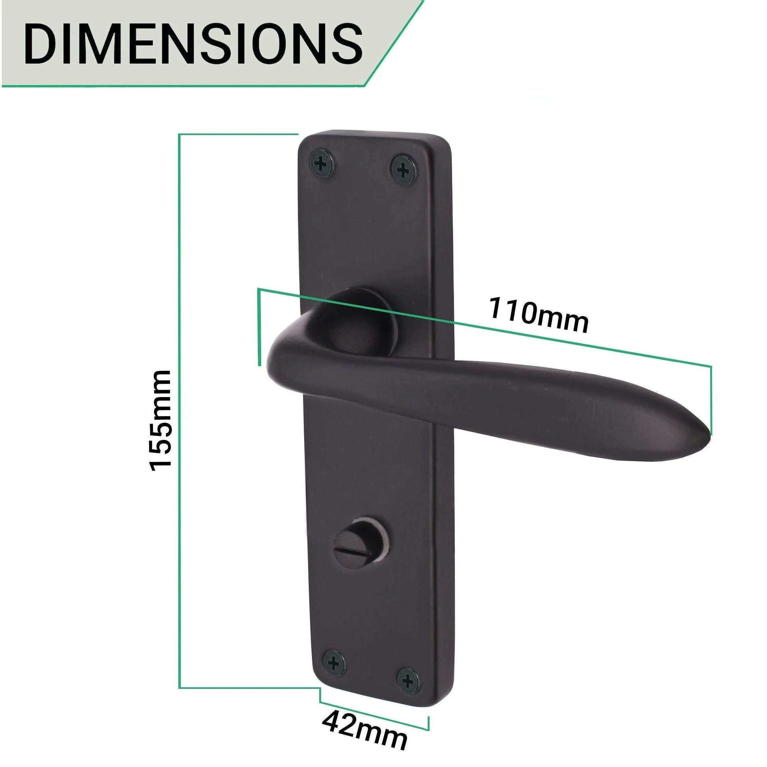 Sassari Matt Black Lever Door Handles - Bathroom - Image 3