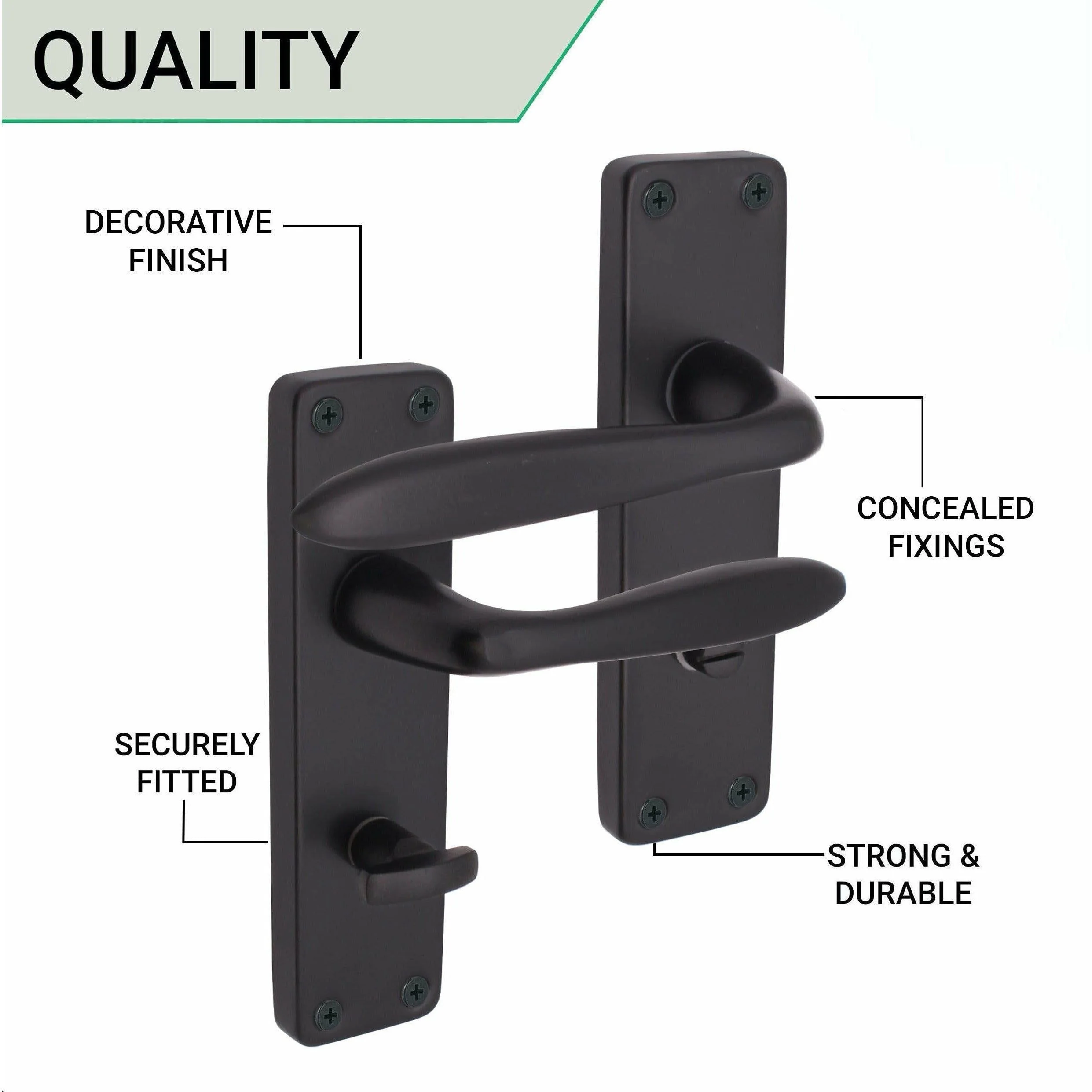 Sassari Matt Black Lever Door Handles - Bathroom - Image 4