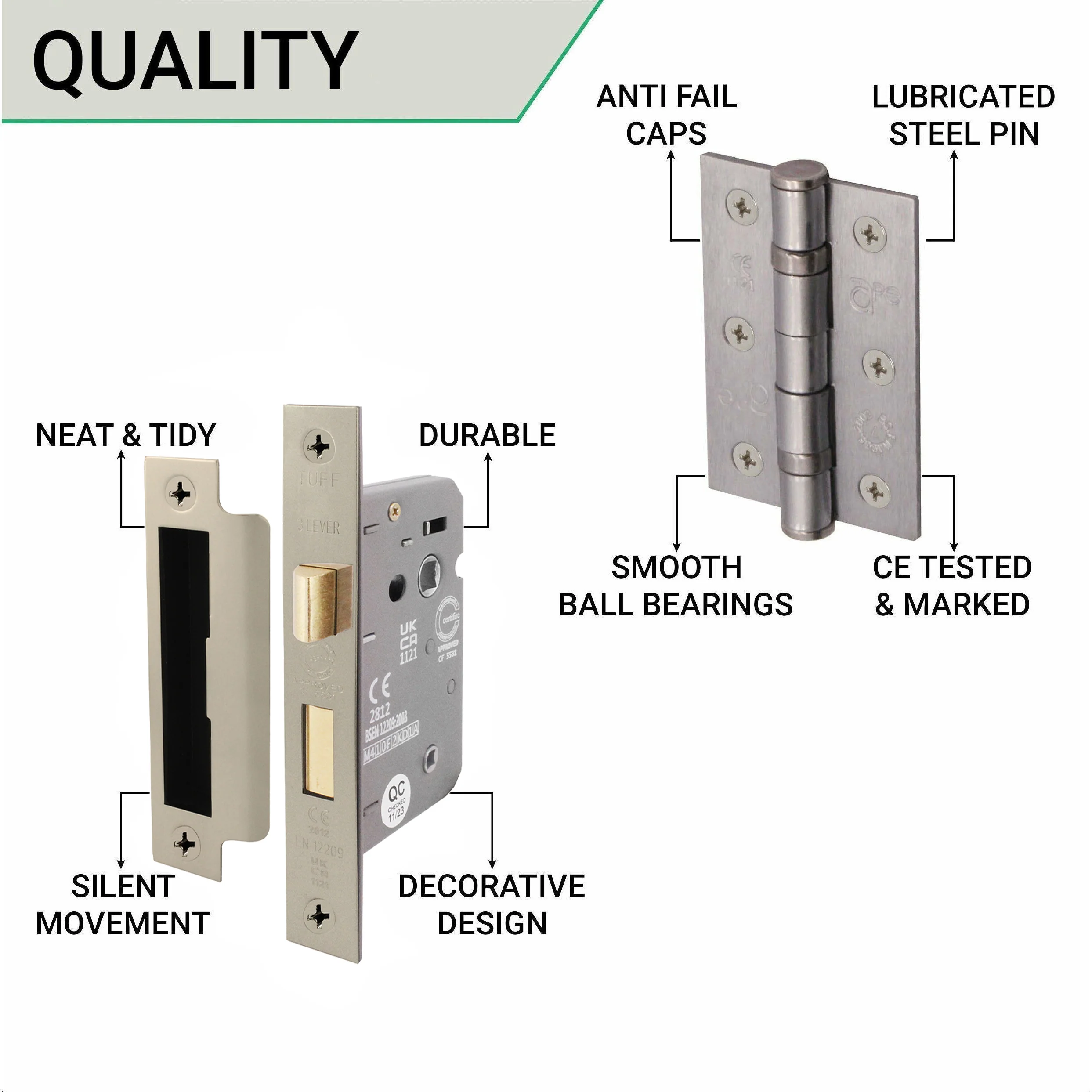 Sassari Satin Nickel Lever Door Handle Pack - 64mm Bathroom Lock - Image 4