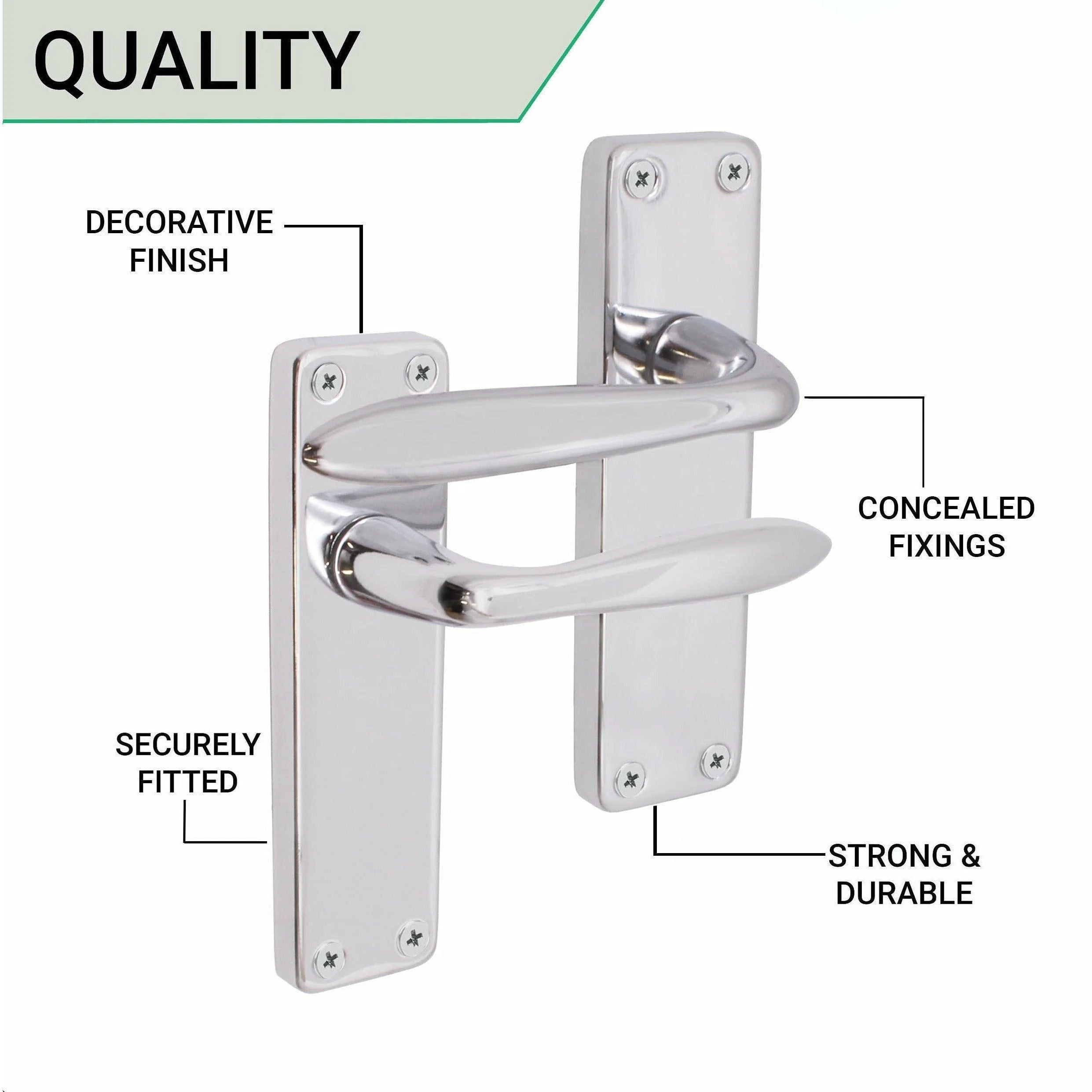 Sassari Polished Chrome Lever Door Handles - Latch - Image 4