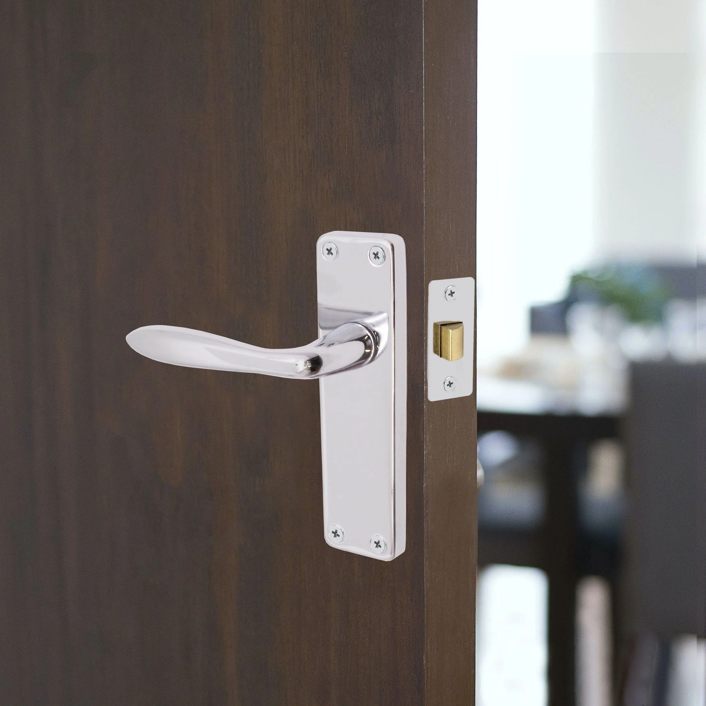 Sassari Polished Chrome Lever Door Handles - Latch - Image 5
