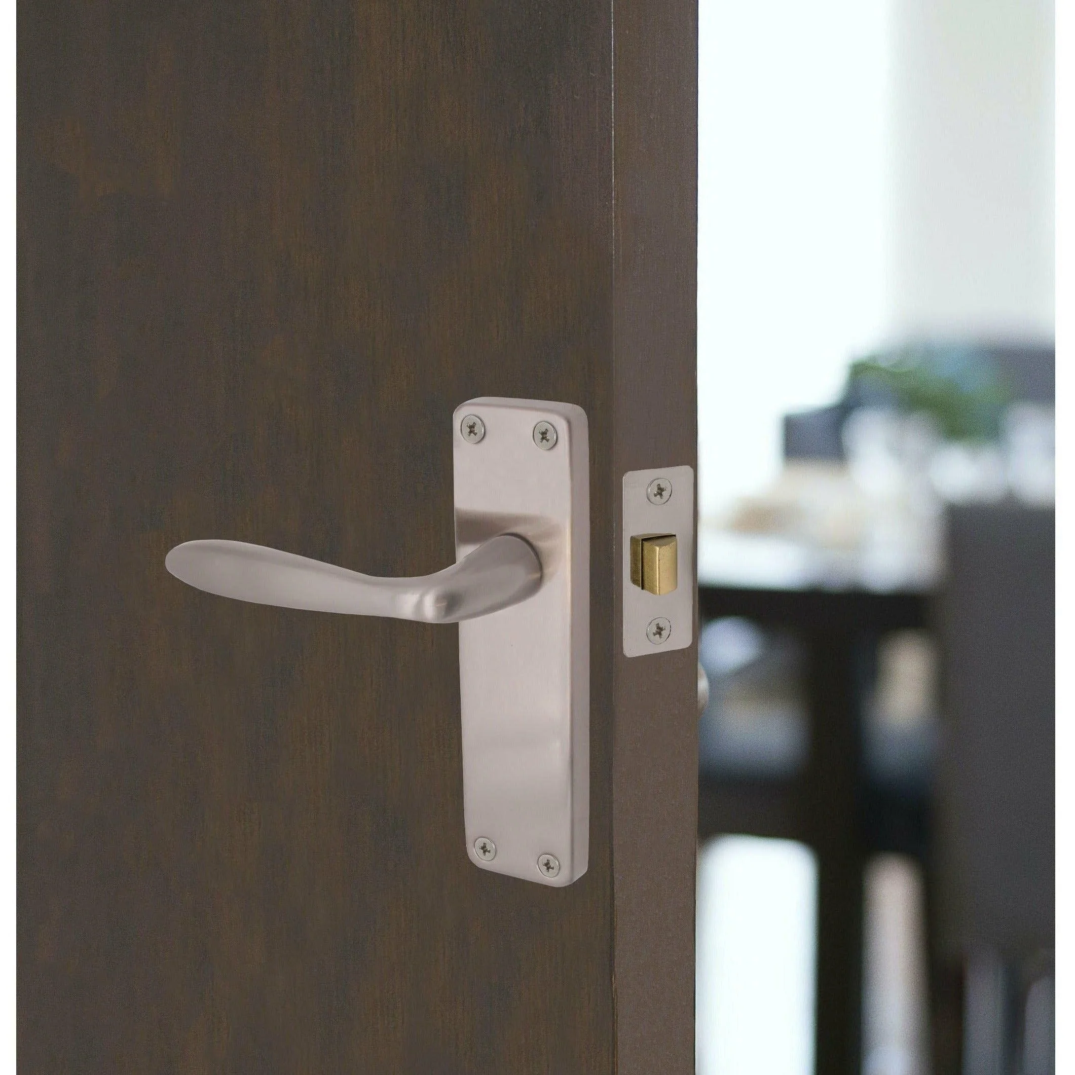 Sassari Satin Nickel Lever Door Handles - Latch - Image 5