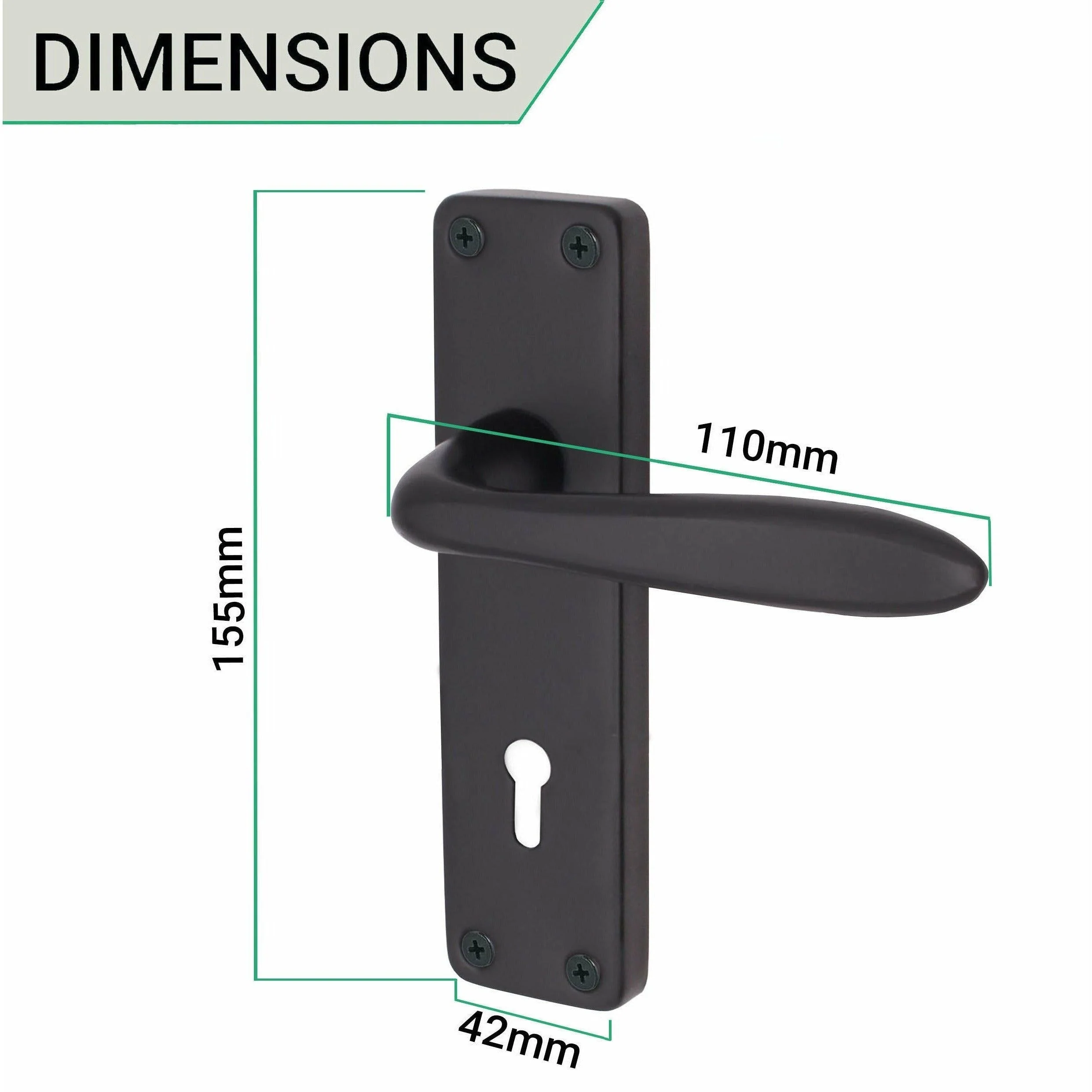 Sassari Matt Black Lever Lock Door Handles - Keyhole - Image 3