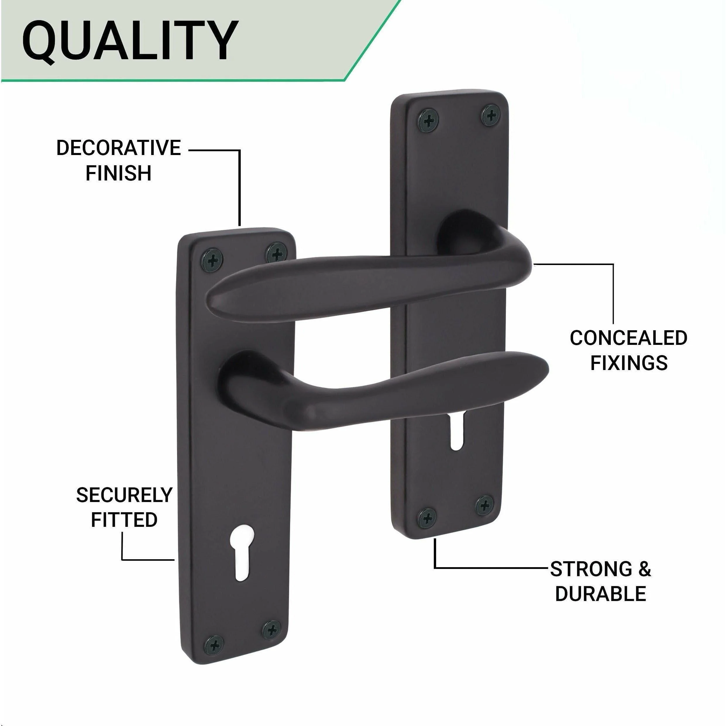 Sassari Matt Black Lever Lock Door Handles - Keyhole - Image 4
