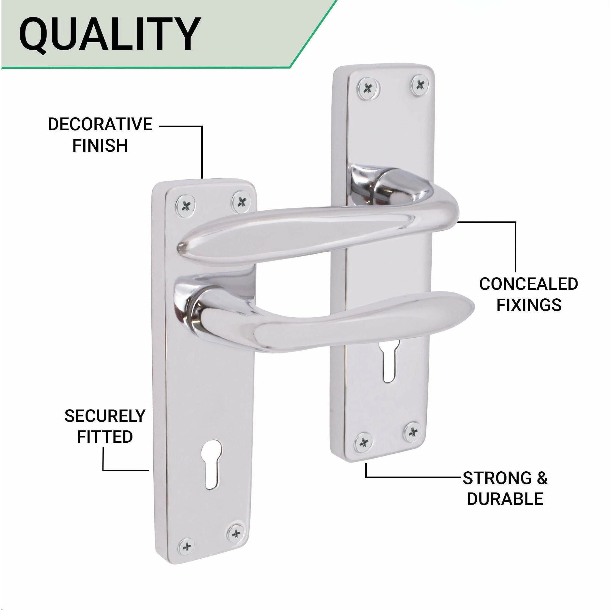 Sassari Polished Chrome Lever Lock Door Handle - Keyhole - Image 4