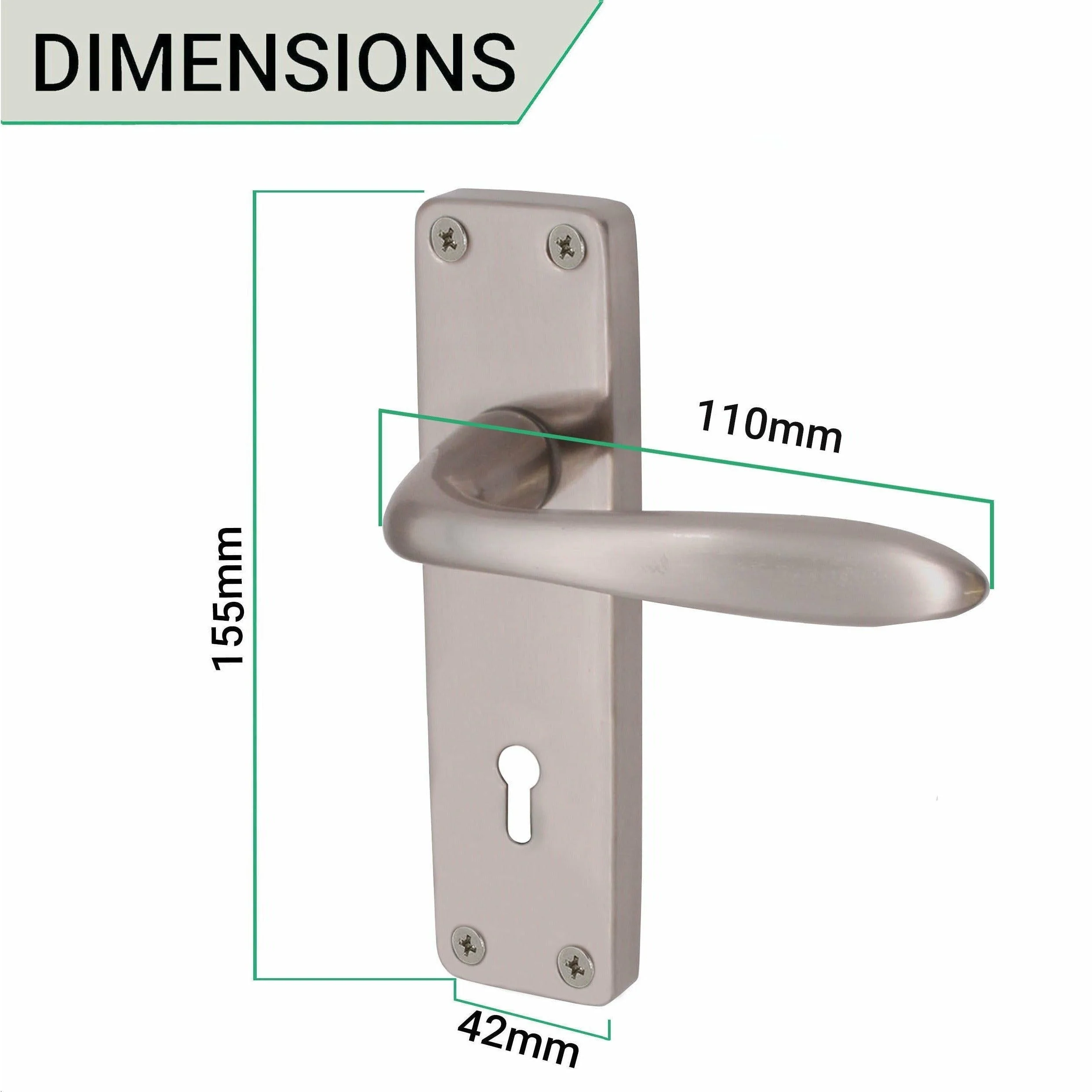 Sassari Satin Nickel Lever Lock Door Handle - Keyhole - Image 3