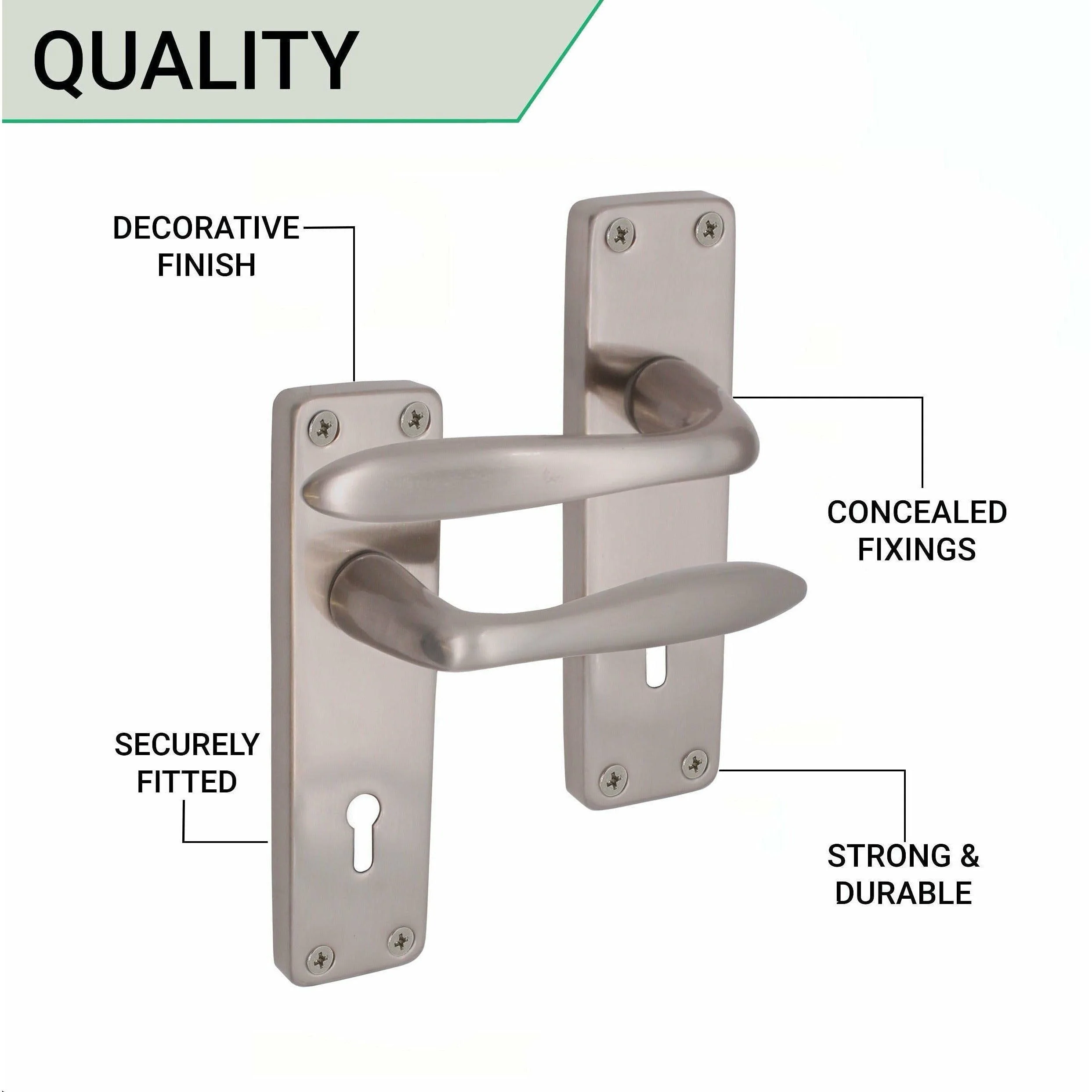 Sassari Satin Nickel Lever Lock Door Handle - Keyhole - Image 4