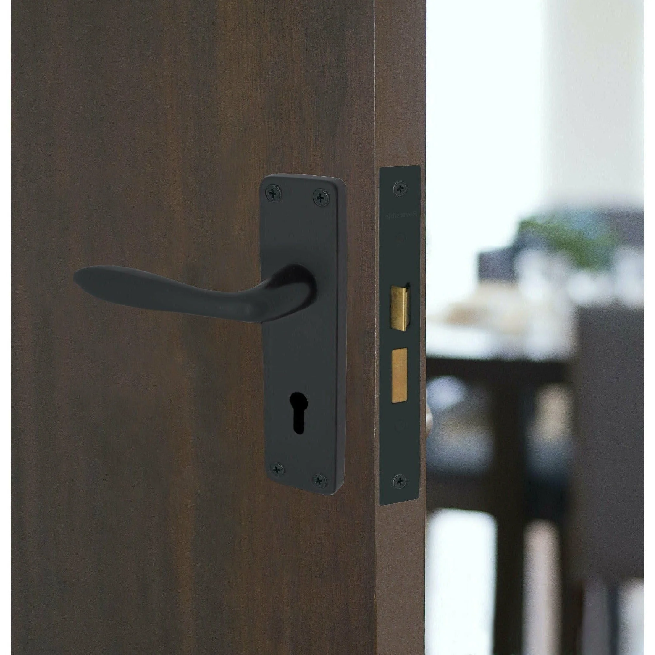 Sassari Matt Black Lever Door Handle Pack - 64mm Sashlock - Image 5