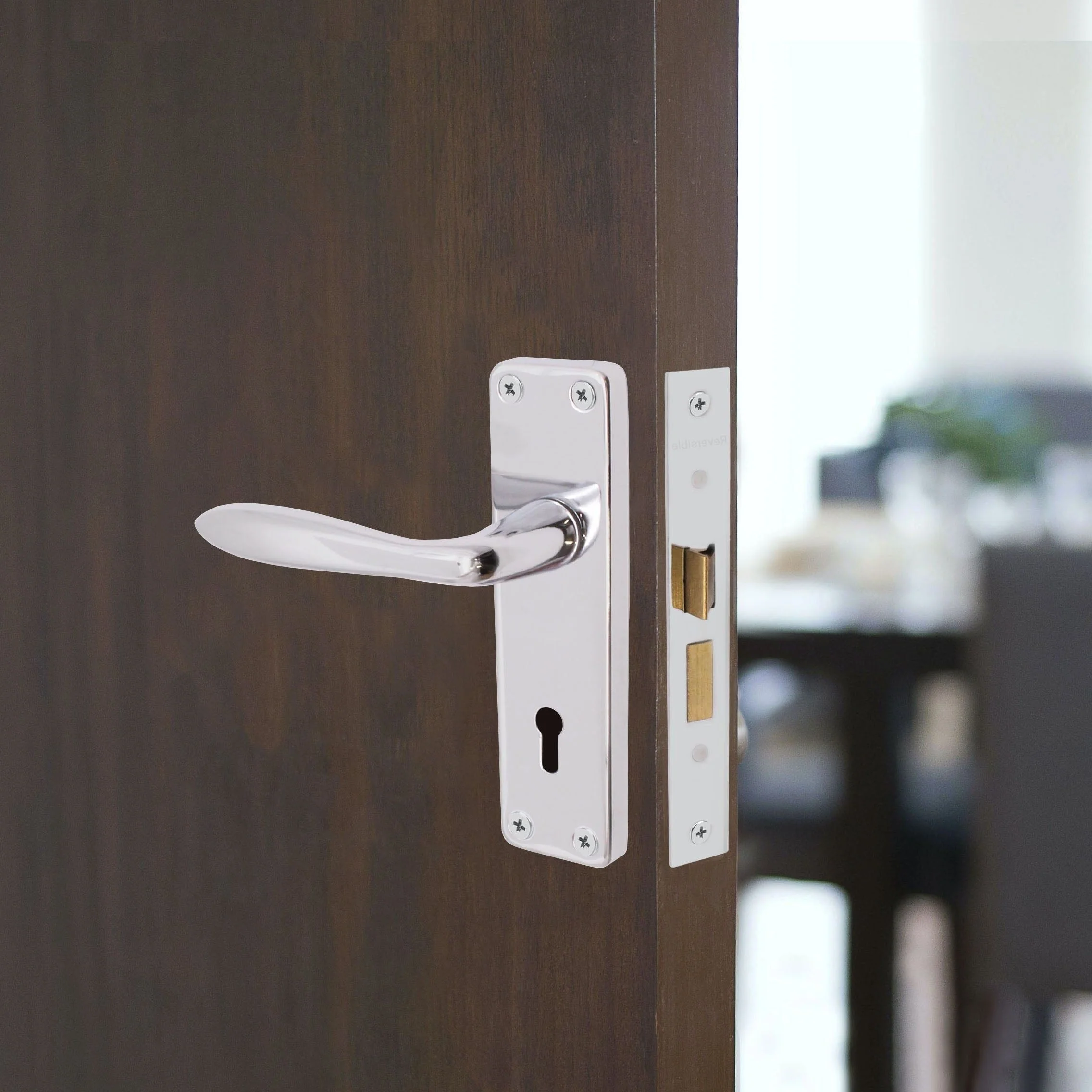 Sassari Polished Chrome Lever Door Handle Pack - 64mm Sashlock - Image 6