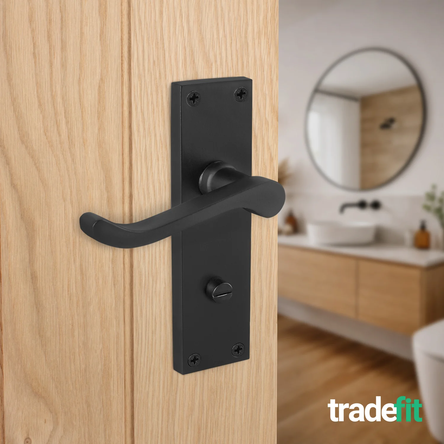 Victorian Scroll Matt Black Lever Door Handle Pack - 64mm Bathroom Lock - Image 6