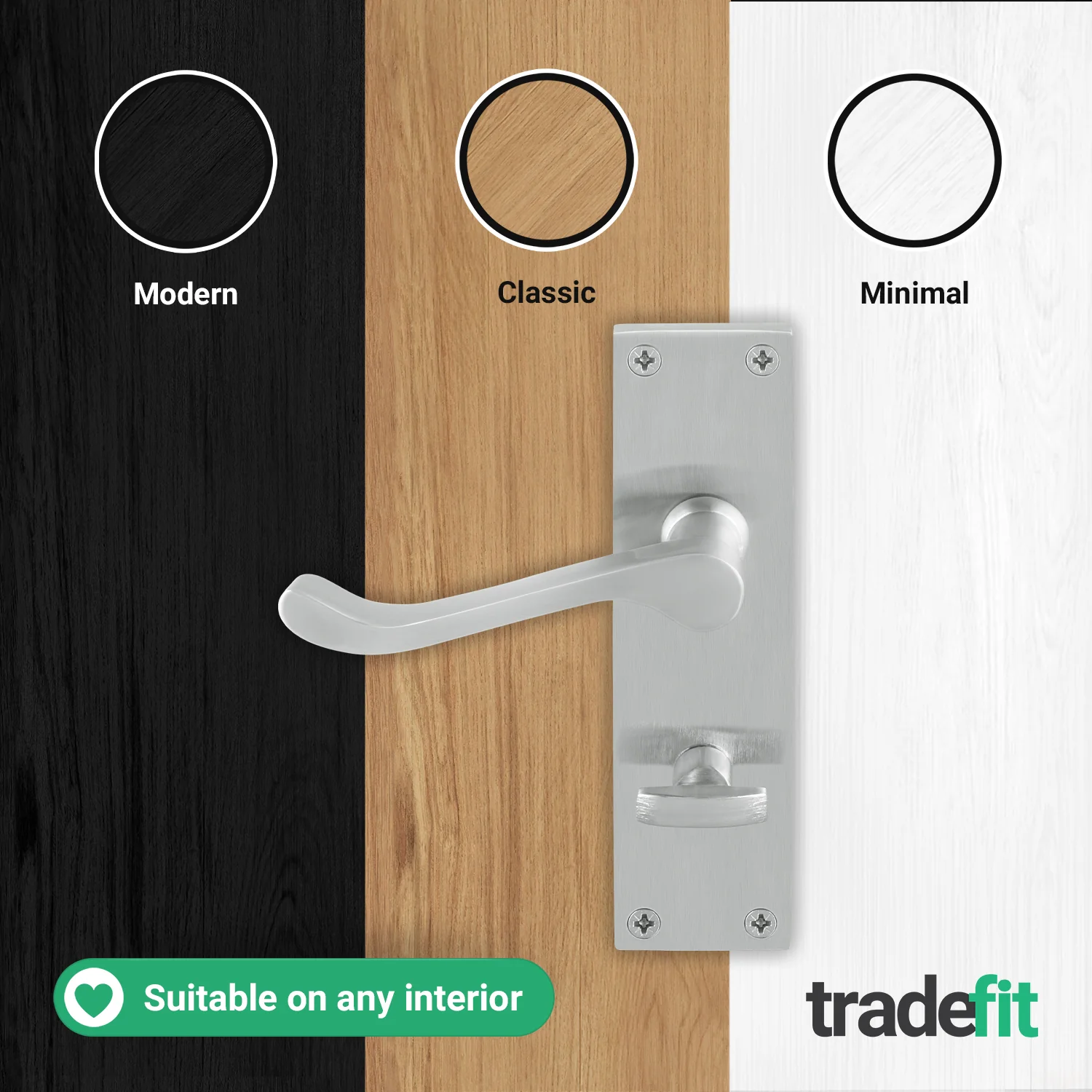 Victorian Scroll Satin Chrome Lever Door Handle Pack - 64mm Bathroom Lock - Image 7
