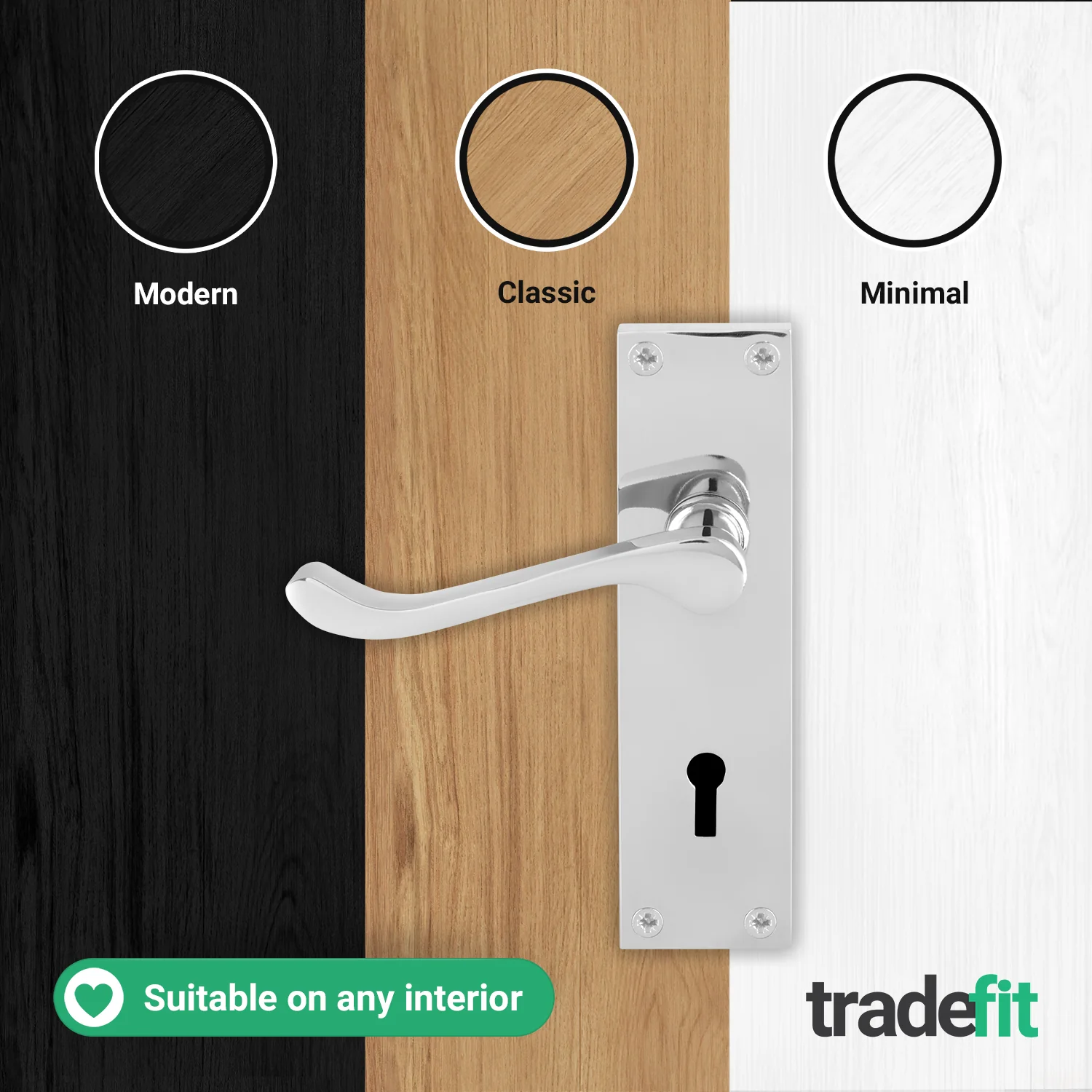 Victorian Scroll Polished Chrome Lever Door Handle Pack - 64mm Sashlock - Image 7