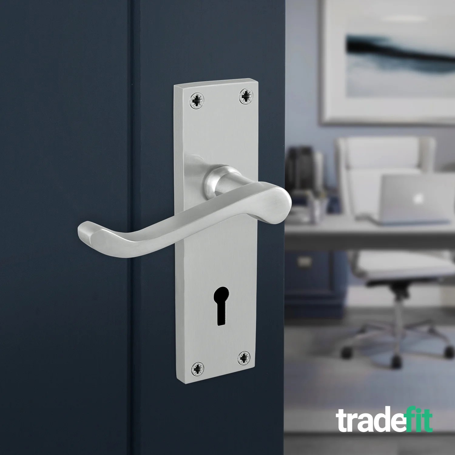 Victorian Scroll Satin Chrome Lever Door Handle Pack - 64mm Sashlock - Image 6
