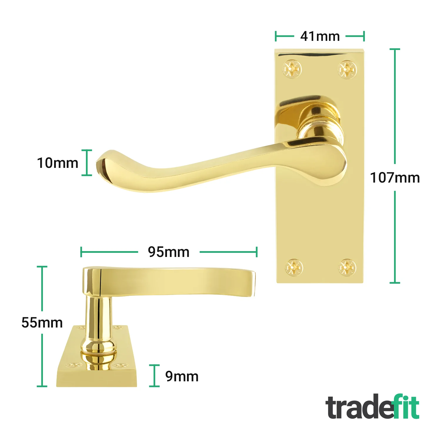 Victorian Scroll Polished Brass Lever Door Handle Pack - 76mm Latch - Image 2