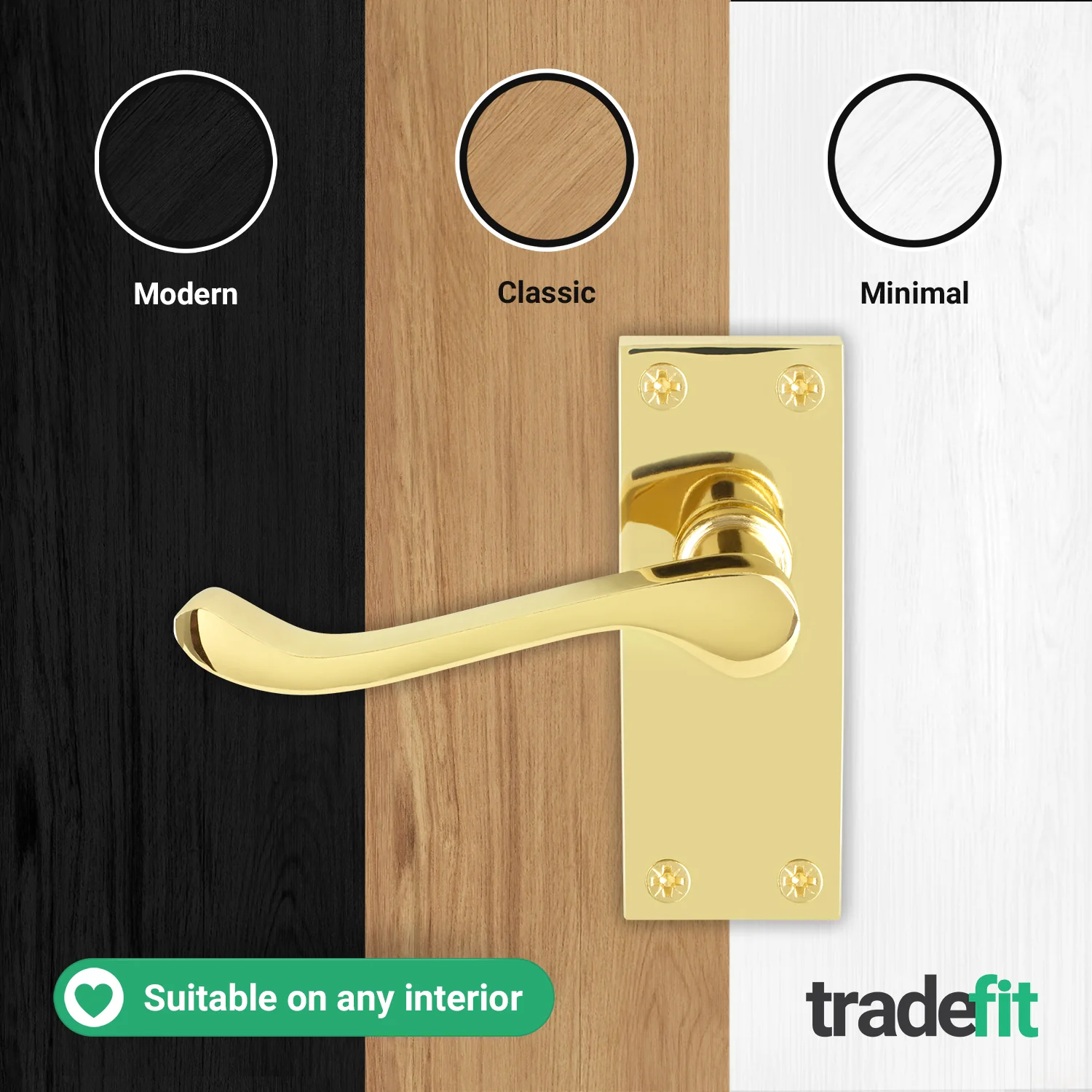 Victorian Scroll Polished Brass Lever Door Handle Pack - 76mm Latch - Image 7