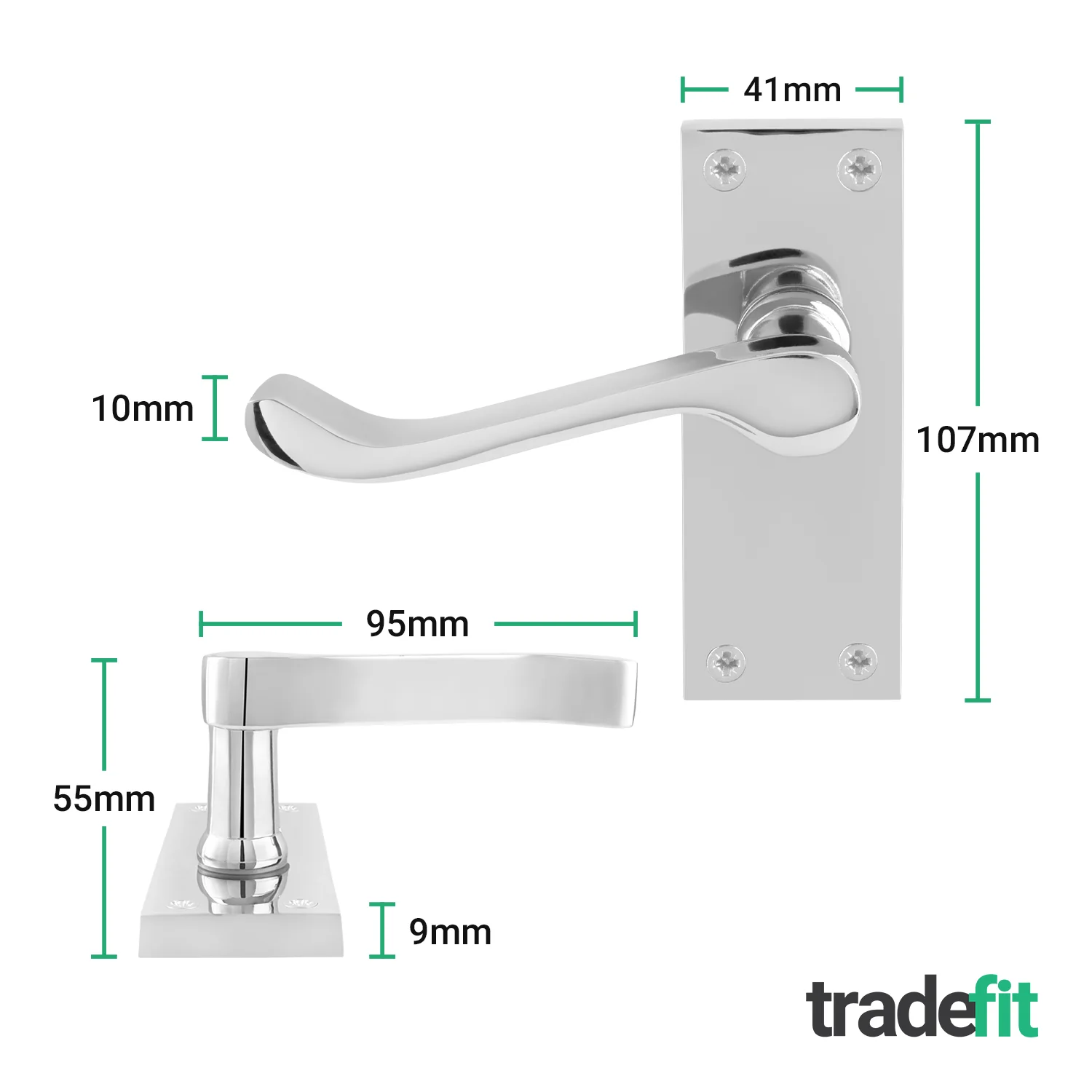 Victorian Scroll Polished Chrome Lever Door Handle Pack - 76mm Latch - Image 2