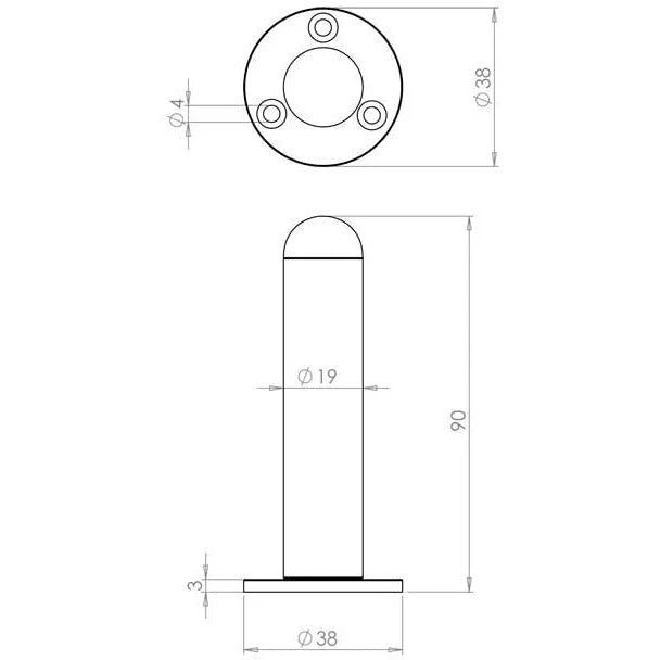 Projection Wall Mounted Door Stop - 90mm - Black Antique Iron - Image 6