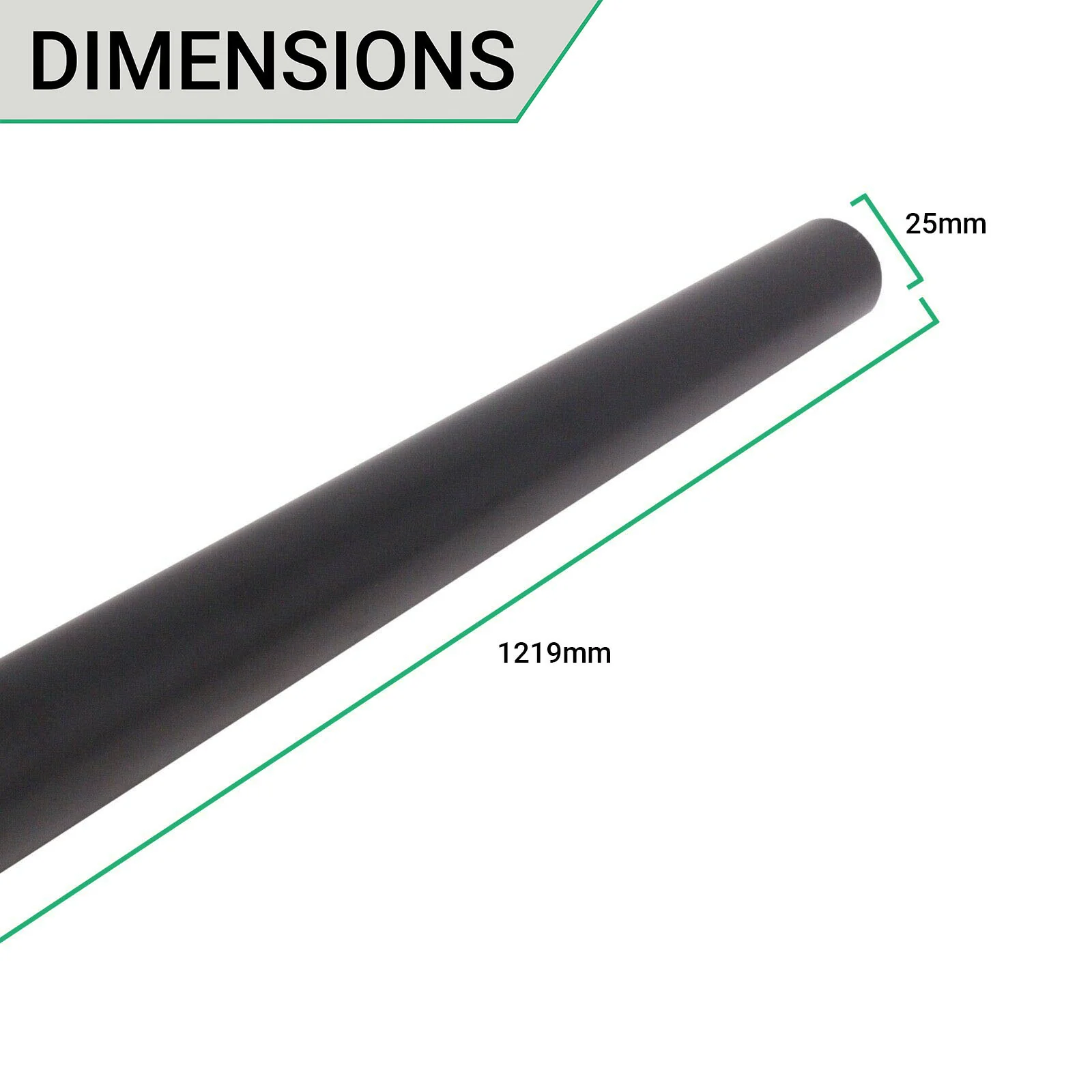 Wardrobe Rail Black Wall and Wardrobe Mounted for Clothes Hanging - 25 x 1219mm