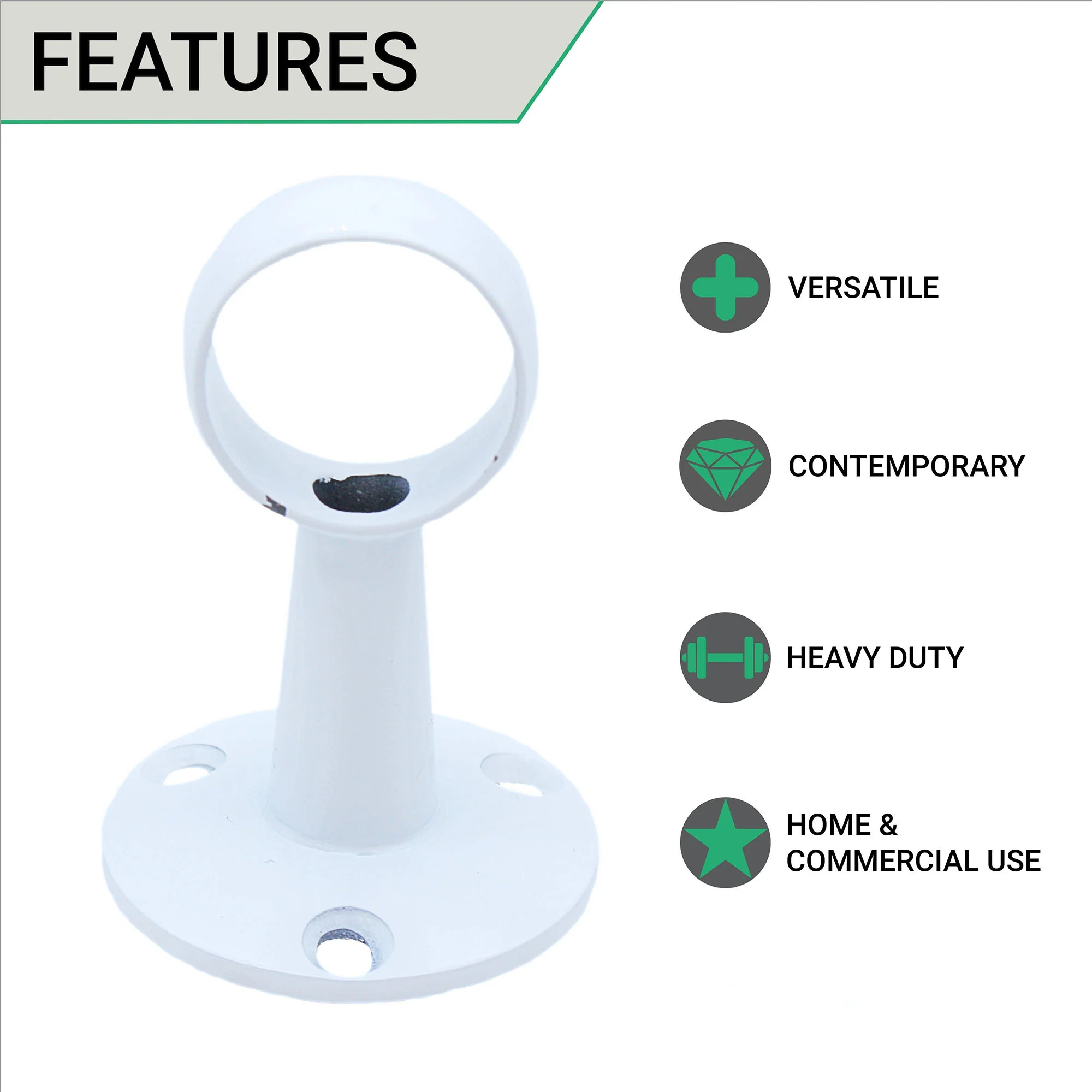 Wardrobe Rail Centre Bracket - 25mm - White - Image 2