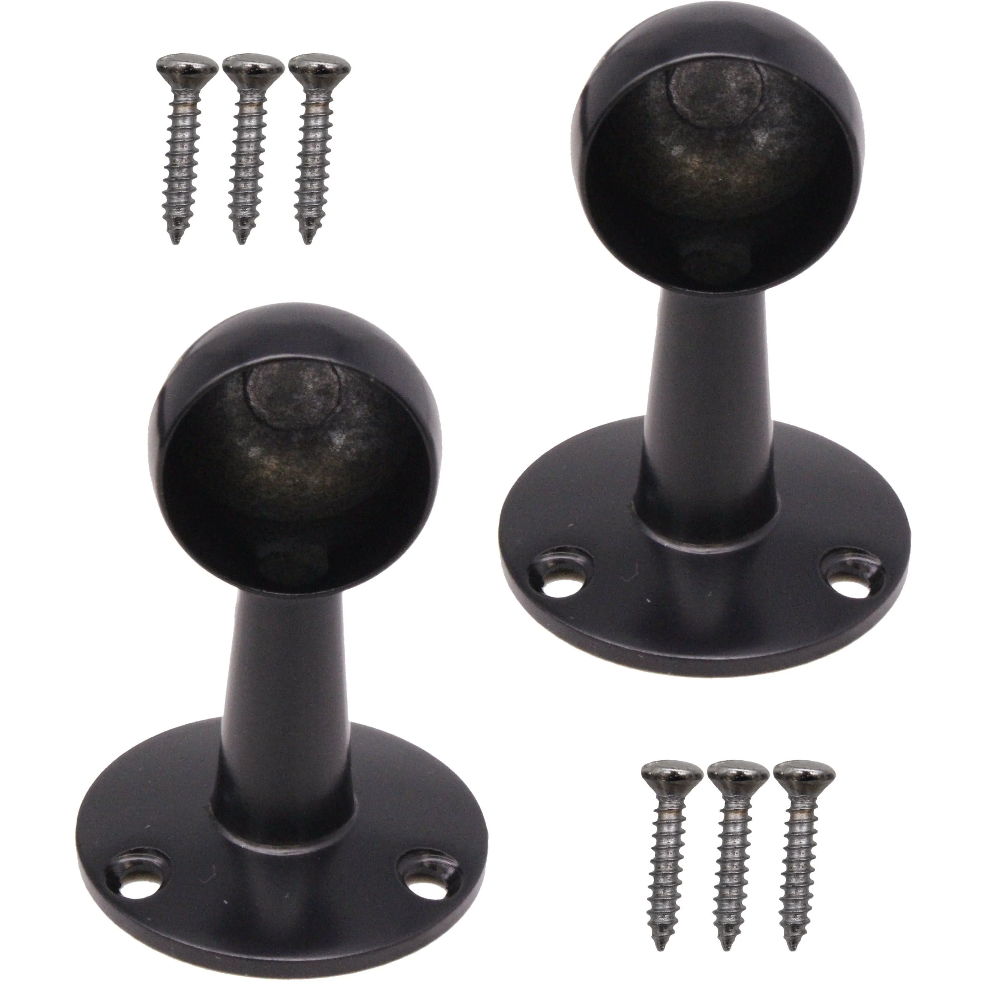 Wardrobe Rail End Bracket - 25mm - Matt Black - Pack of 2