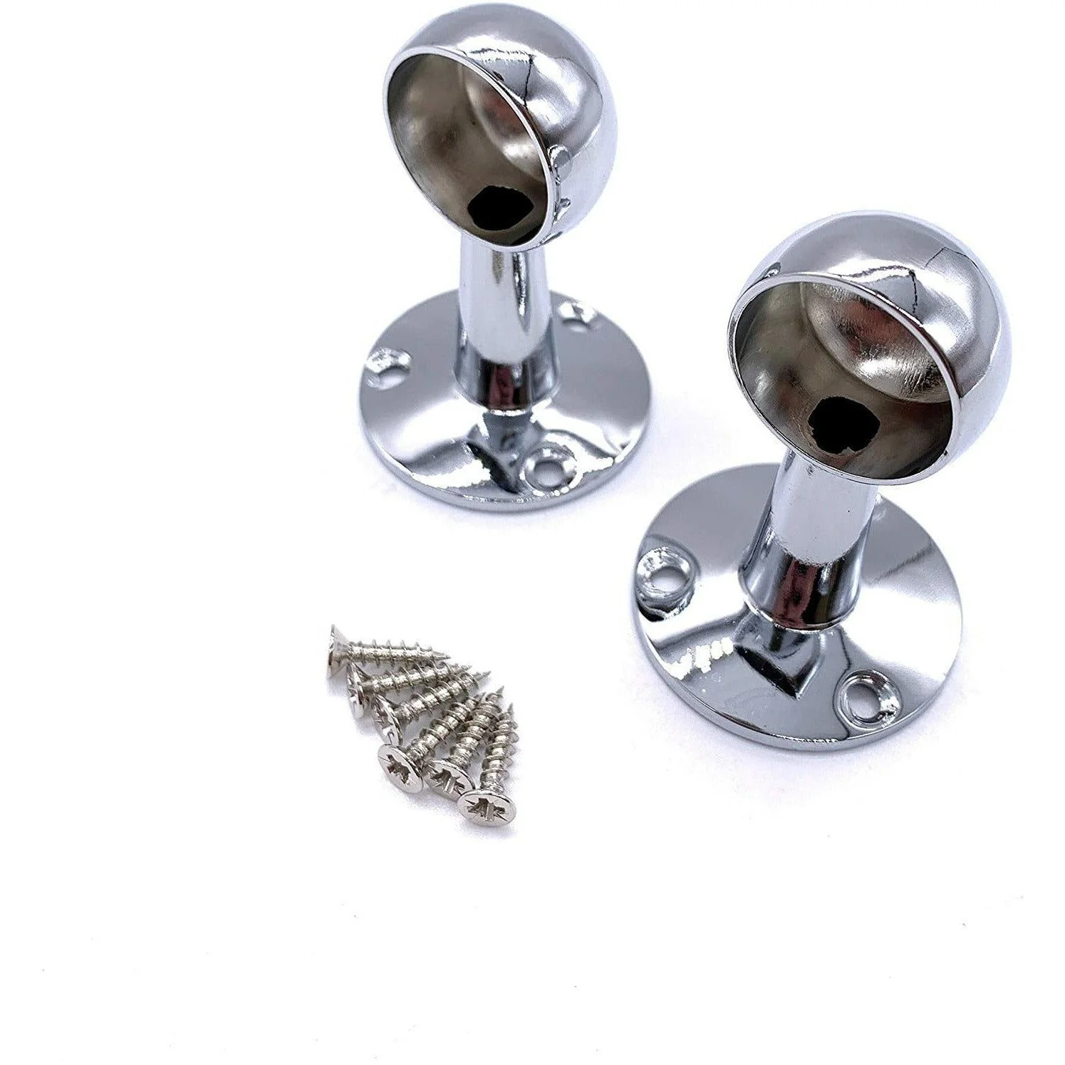Wardrobe Rail Drop End Bracket Suit 25mm Diameter Rail Polished Chrome - Pack of 2