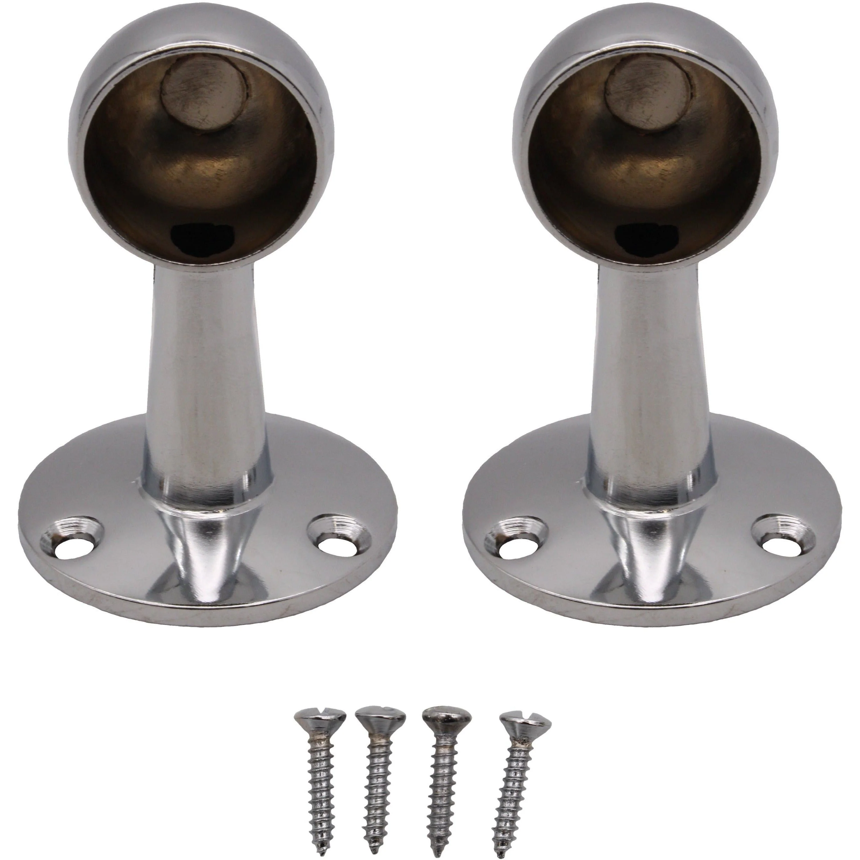 Wardrobe Rail Drop End Bracket Suit 25mm Diameter Rail Polished Chrome - Pack of 2 - Image 5
