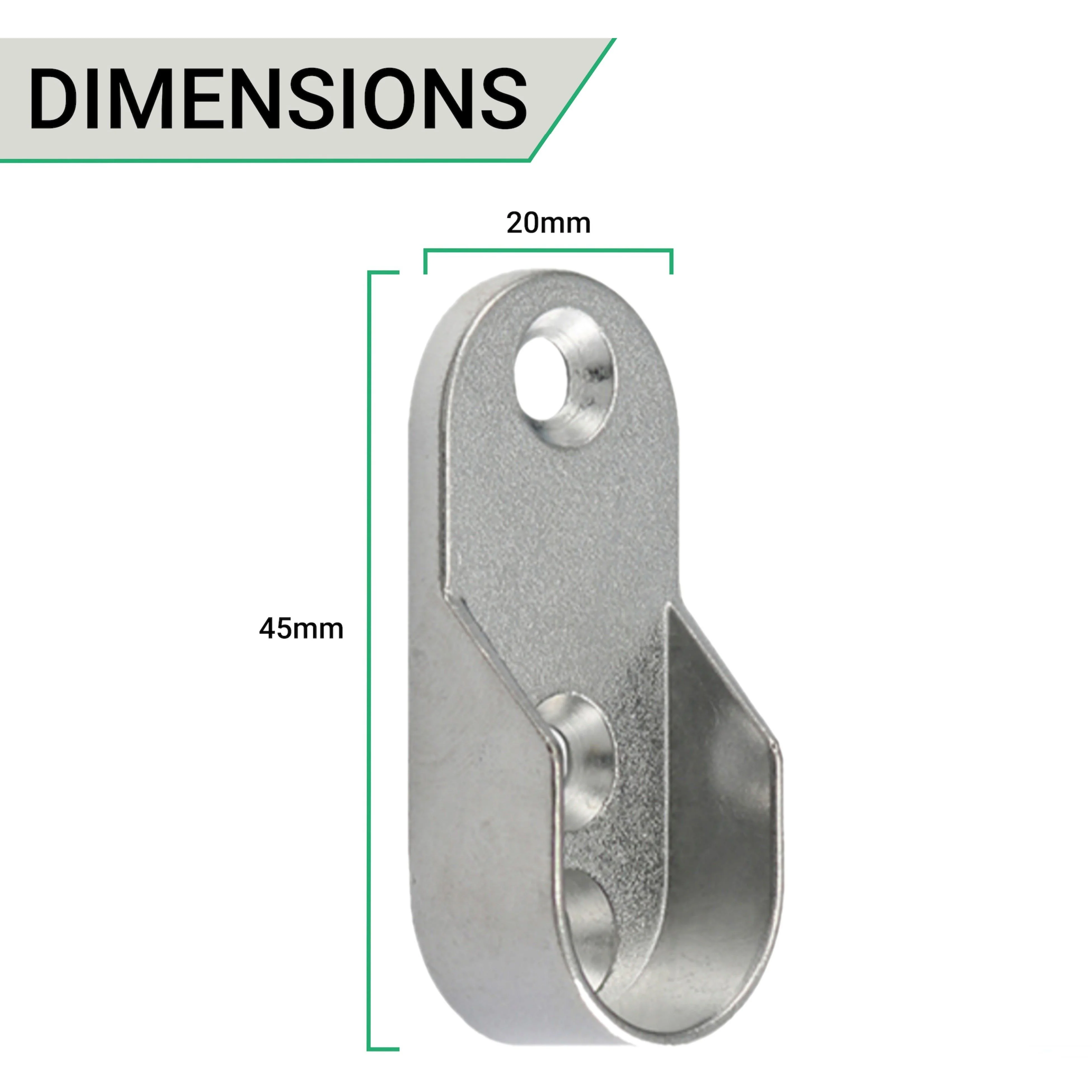 Wardrobe Rail End Socket Suit 32 x 15mmn Oval Rail Polished Chrome - Pack of 4 - Image 2