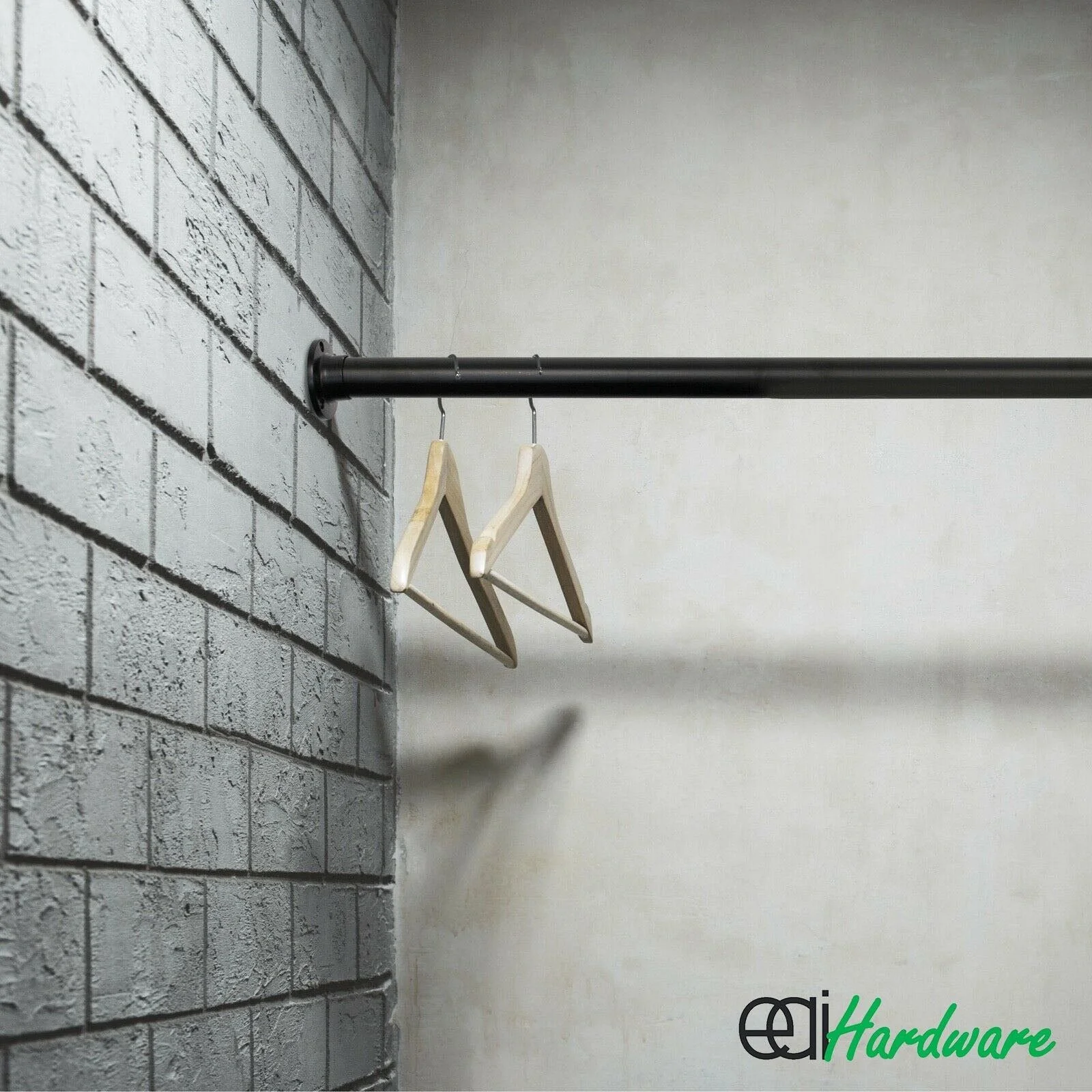 Wardrobe Rail Kit - Black - 25mm Tube - 1219mm Rail with 2x End Sockets & 1x Centre Brackets - 25 x 1219 mm - Image 6