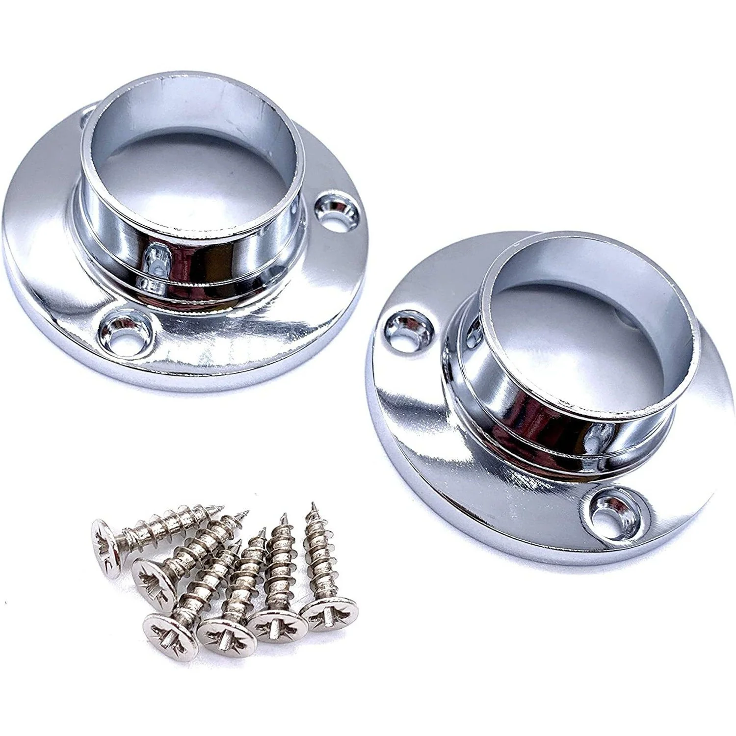 Wardrobe Rail Kit - 25mm Tube - 1219mm Rail with 2x End Sockets & 1x Centre Brackets - Polished Chrome - Image 4