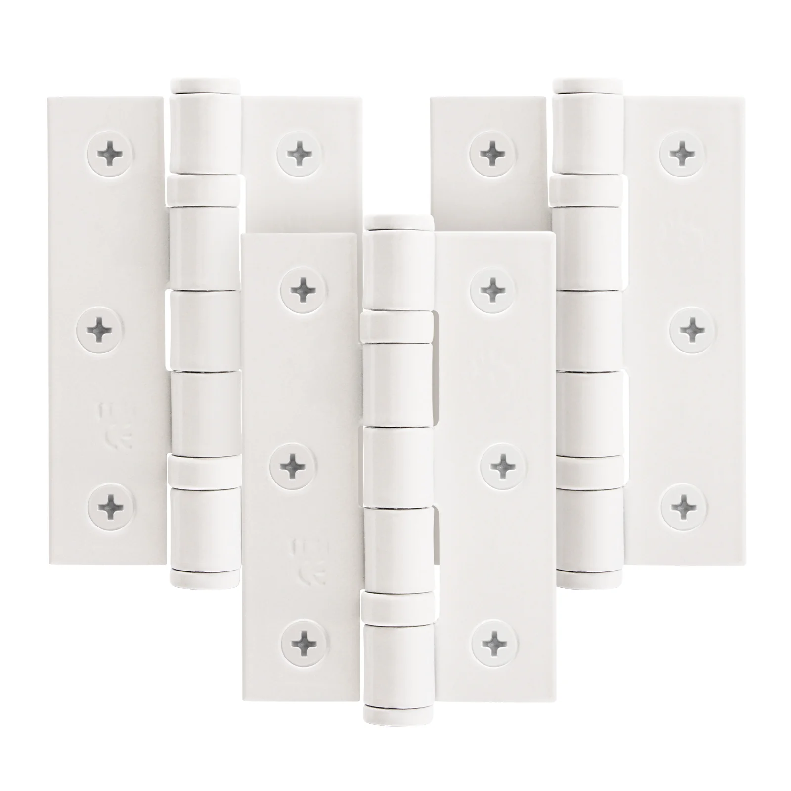 White Fire Door Hinges - 3 Inch/76mm - Grade 7 Steel Ball Bearing - Pack of 3 Hinges