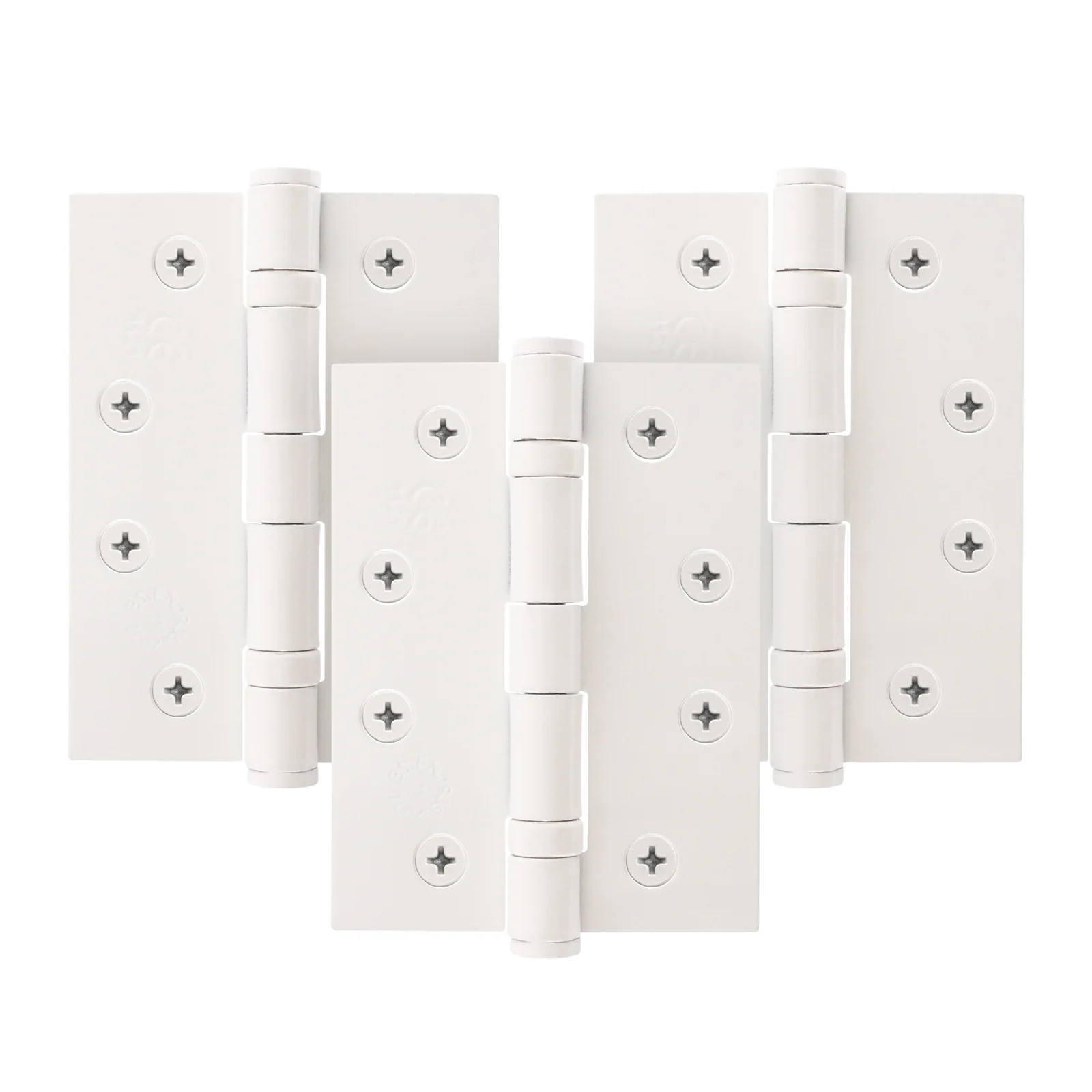 White Fire Door Hinges – 4 Inch/102mm – Grade 11 Steel Ball Bearing – Pack of 3 Hinges