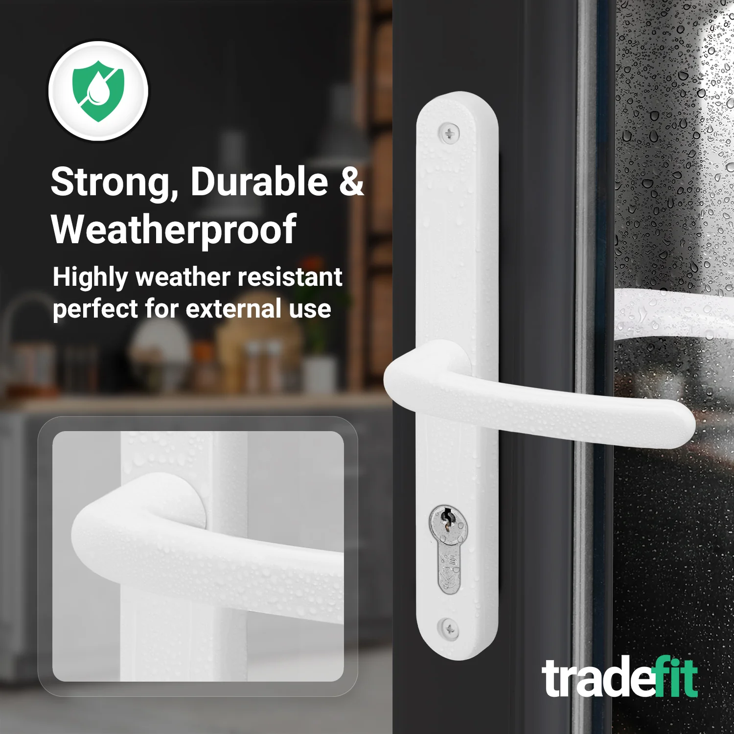 White UPVC Door Handles - 68mm PZ Centres - 215mm Fixing Centres - 246 x 32mm - Image 5