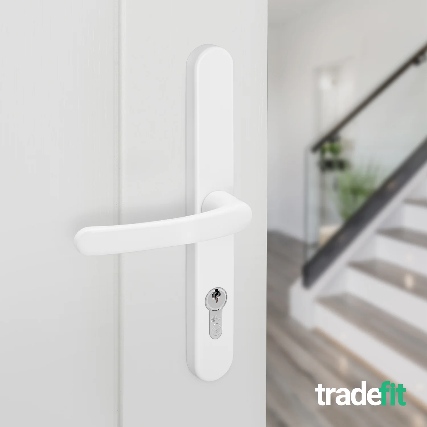 White UPVC Door Handles - 68mm PZ Centres - 215mm Fixing Centres - 246 x 32mm - Image 6
