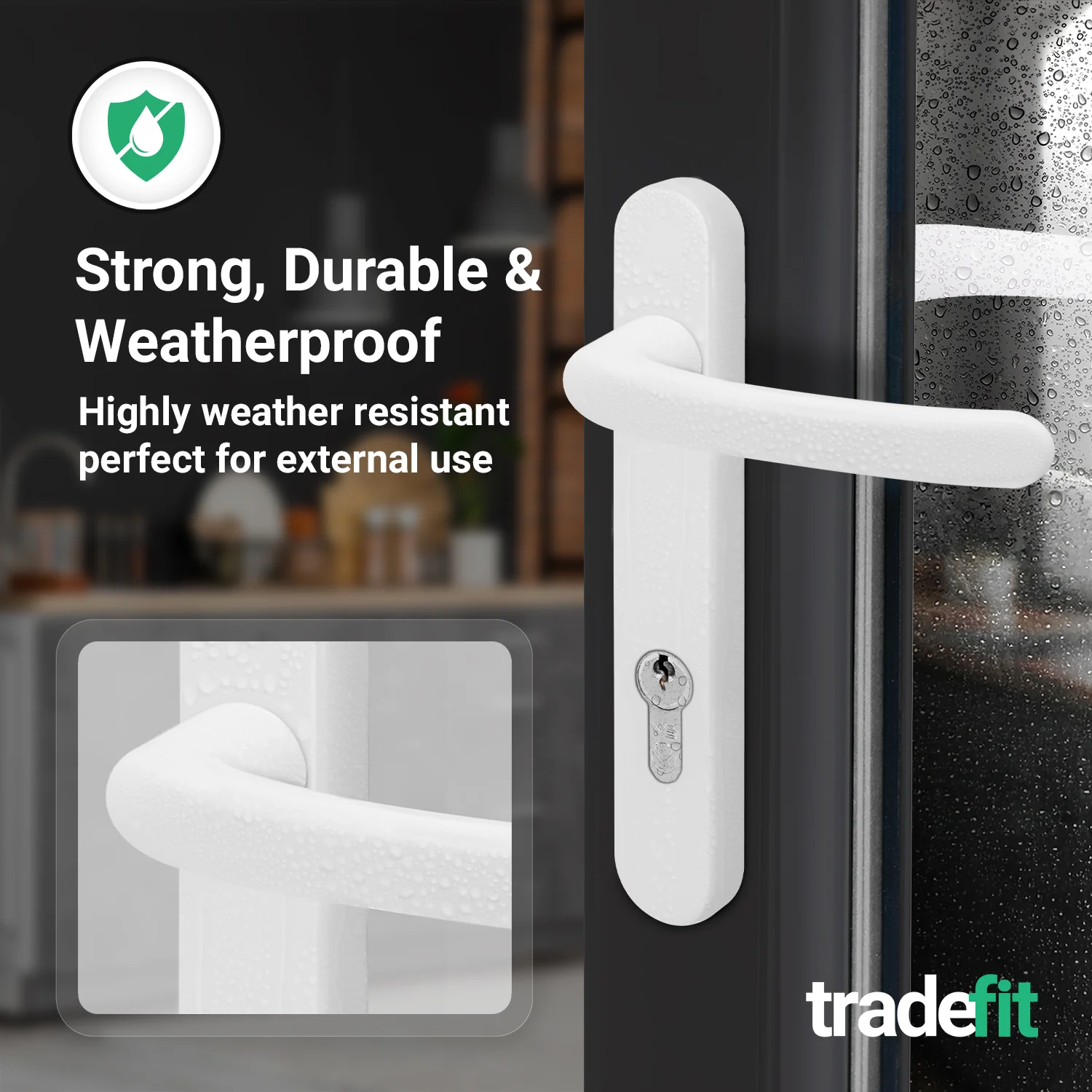 White UPVC Door Handles - 92mm PZ Centres - 122mm Fixing Centres - 212 x 32mm - Image 5