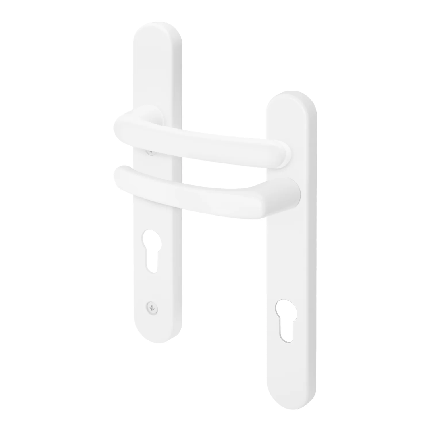 White UPVC Door Handles - 92mm PZ Centres - 122mm Fixing Centres - 245 x 34mm