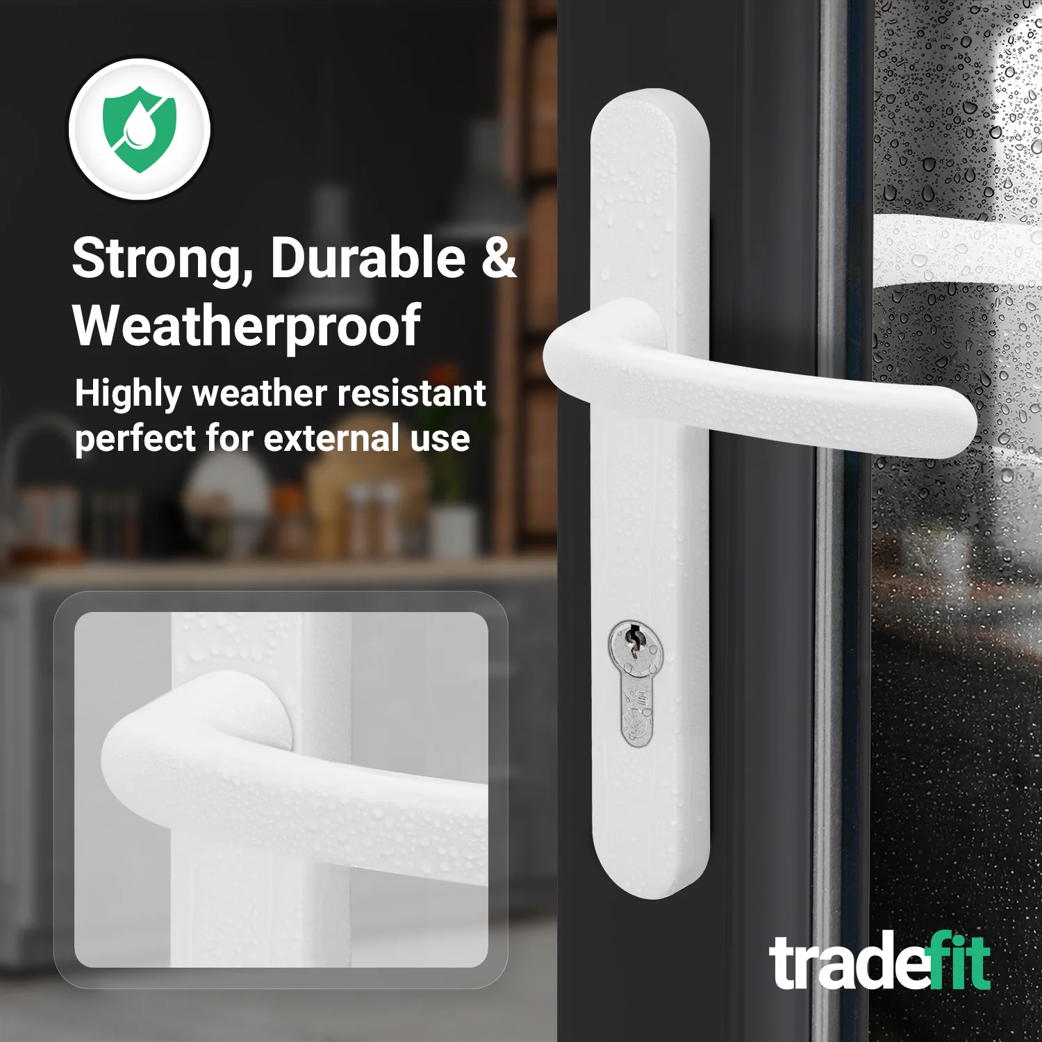 White UPVC Door Handles - 92mm PZ Centres - 122mm Fixing Centres - 245 x 34mm - Image 5