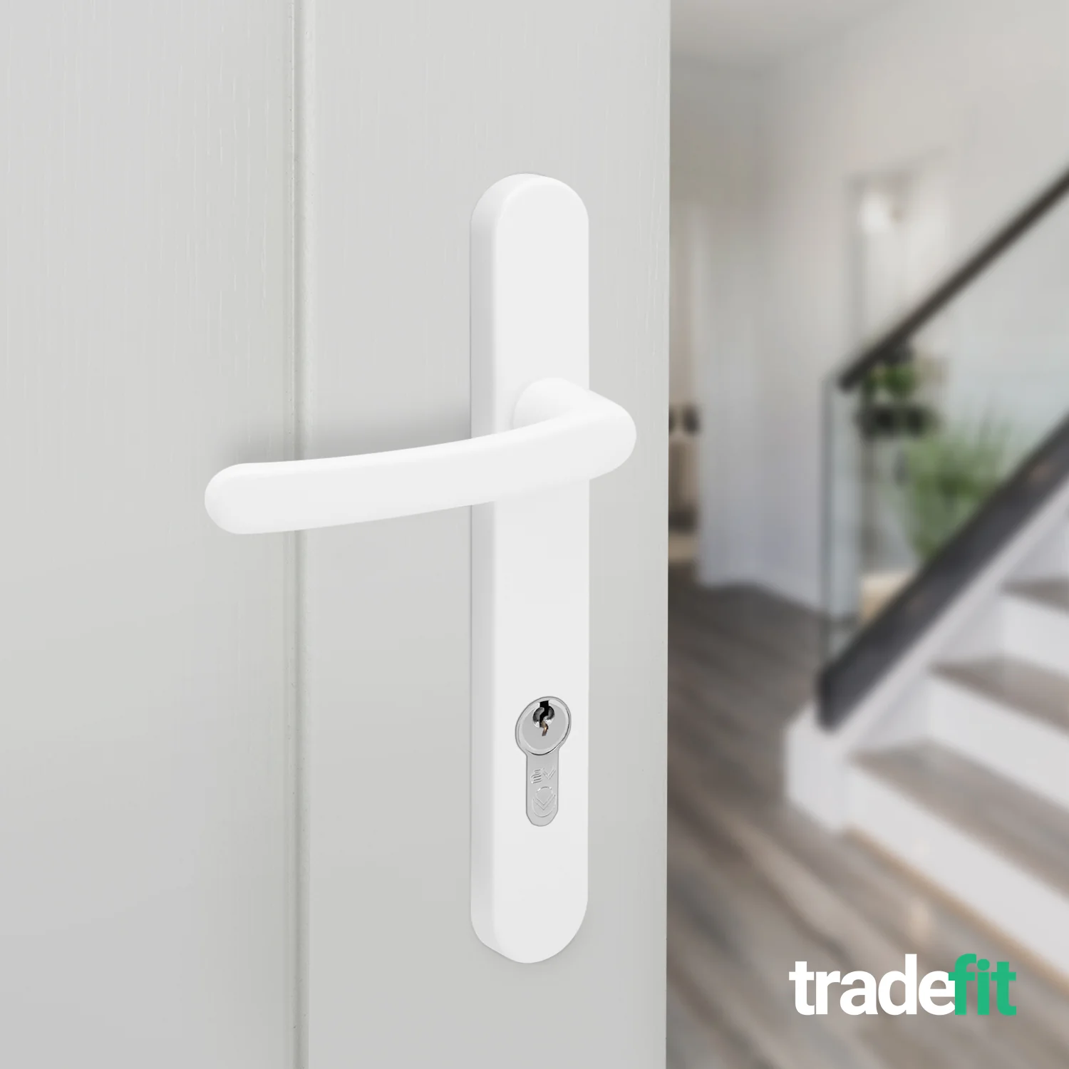 White UPVC Door Handles - 92mm PZ Centres - 122mm Fixing Centres - 245 x 34mm - Image 6