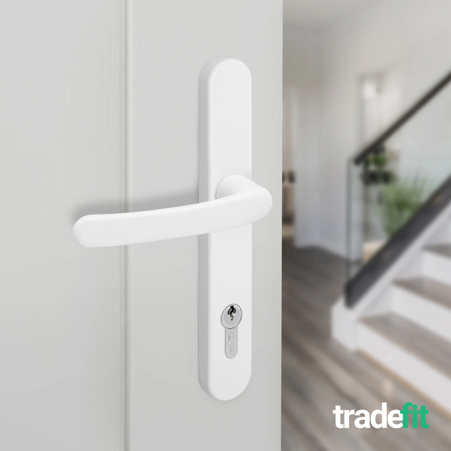 White UPVC Door Handles - 92mm PZ Centres - 210 mm Fixing Centres - 242 x 34mm - Image 6