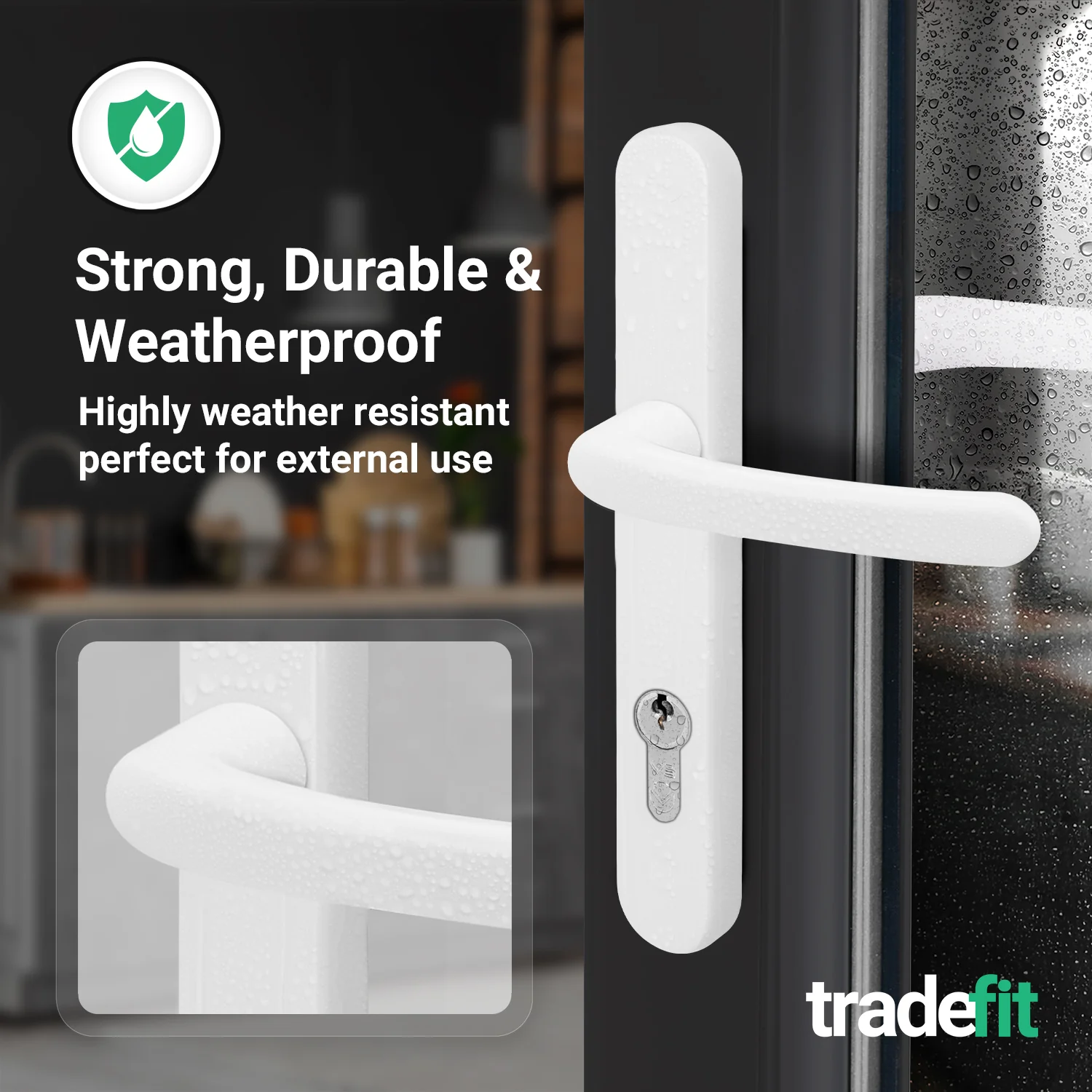 White UPVC Door Handles - 92mm PZ Centres - 215mm Fixing Centres - 246 x 32mm - Image 5