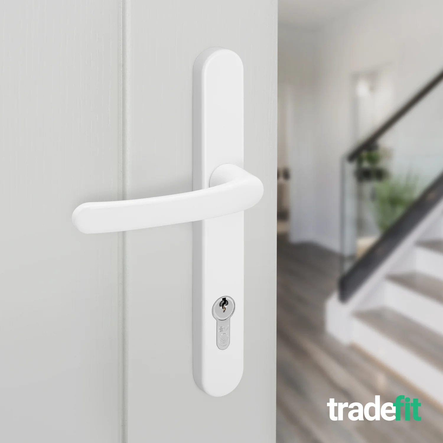 White UPVC Door Handles - 92mm PZ Centres - 215mm Fixing Centres - 246 x 32mm - Image 6
