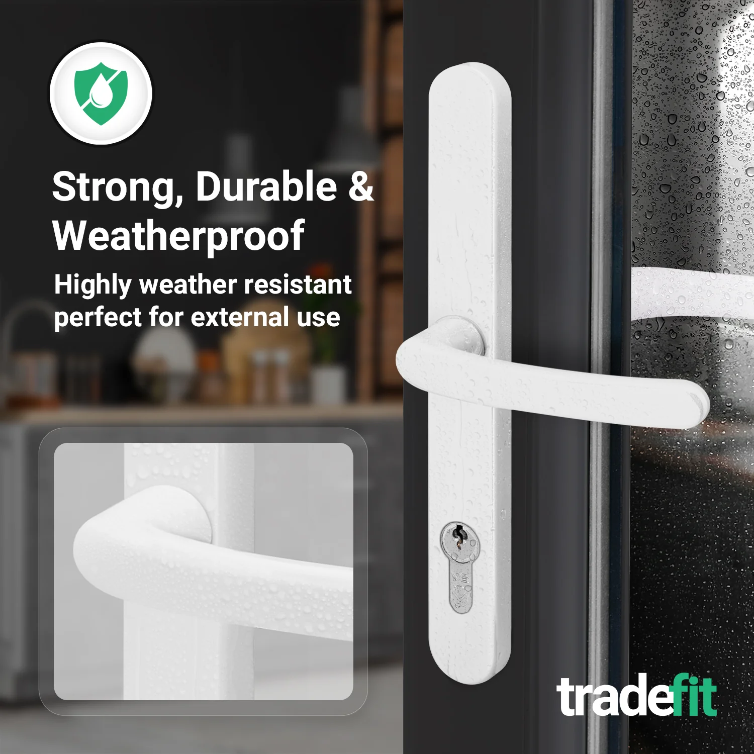 White UPVC Door Handles - 92mm PZ Centres - 240mm Fixing Centres - 270 x 32mm - Image 5