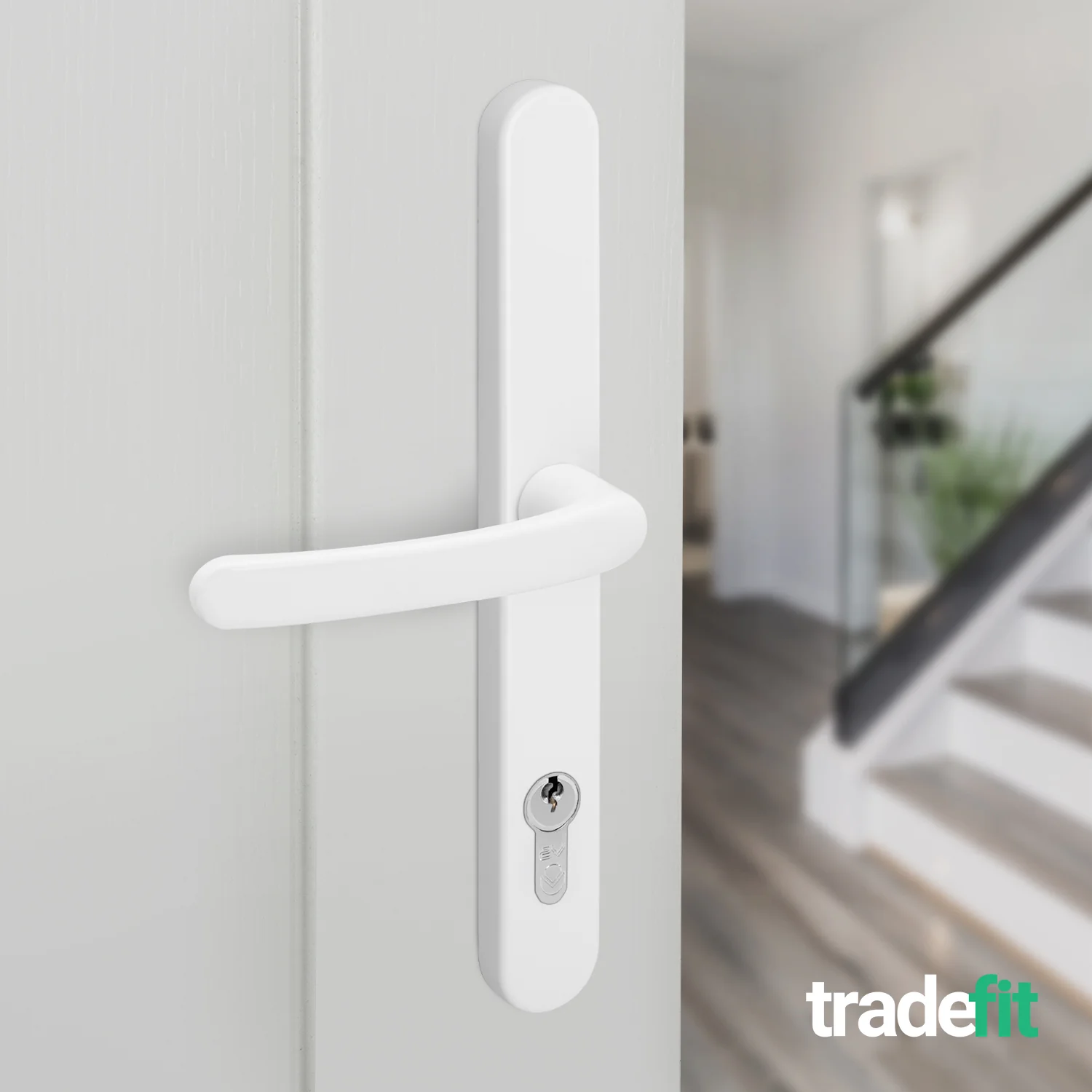 White UPVC Door Handles - 92mm PZ Centres - 240mm Fixing Centres - 270 x 32mm - Image 6