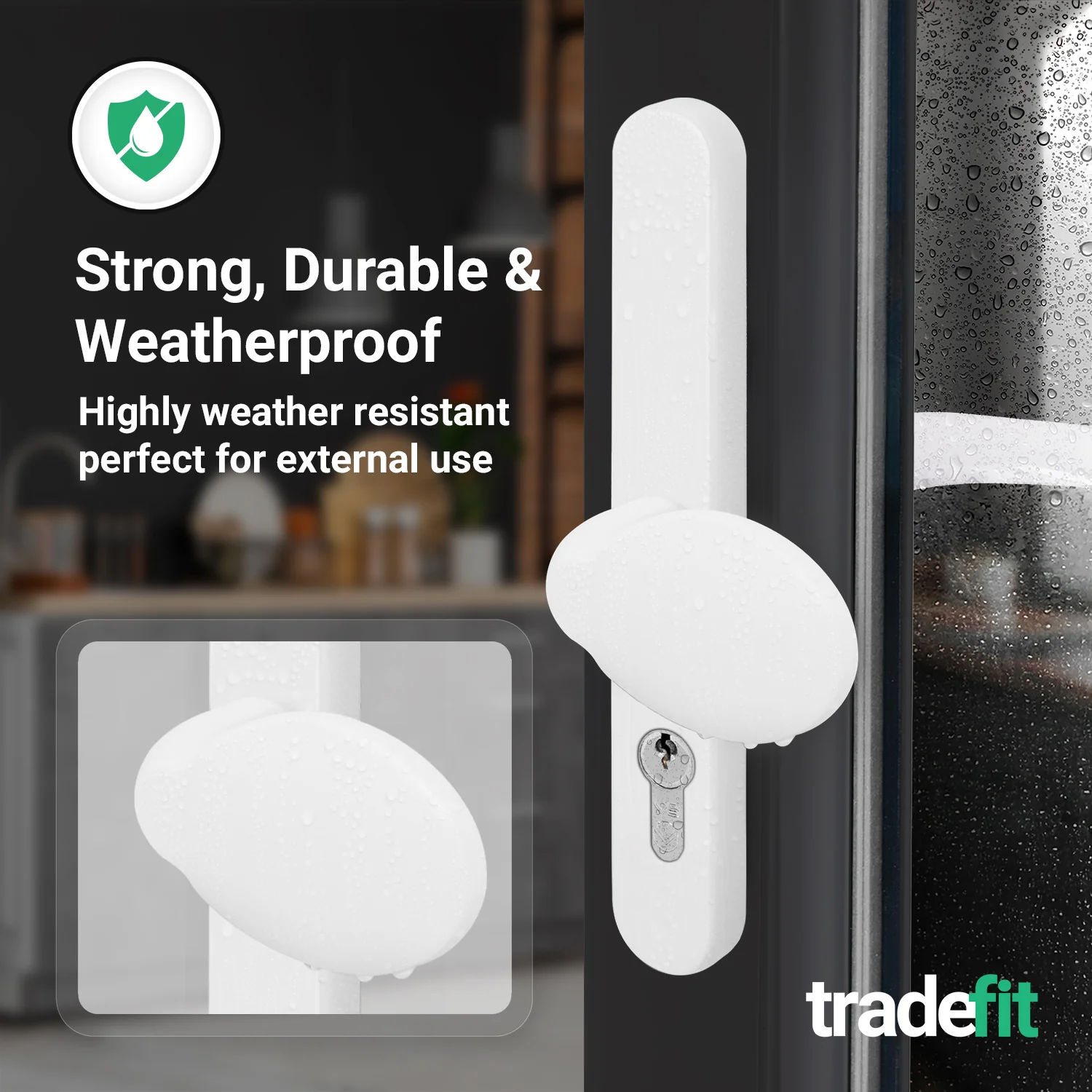 White UPVC Lever Pad Door Handles - 68mm PZ Centres - 215mm Fixing Centres - 245 x 32mm - Image 5