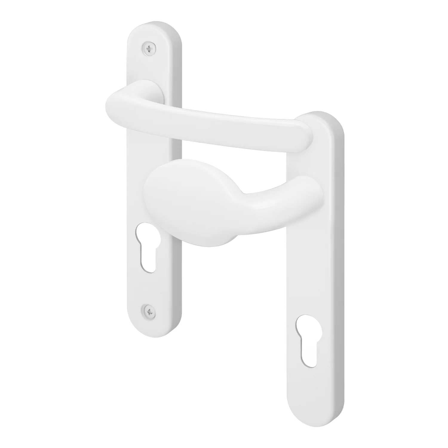 White UPVC Lever Pad Door Handles - 92mm PZ Centres - 122mm Fixing Centres - 212 x 34mm