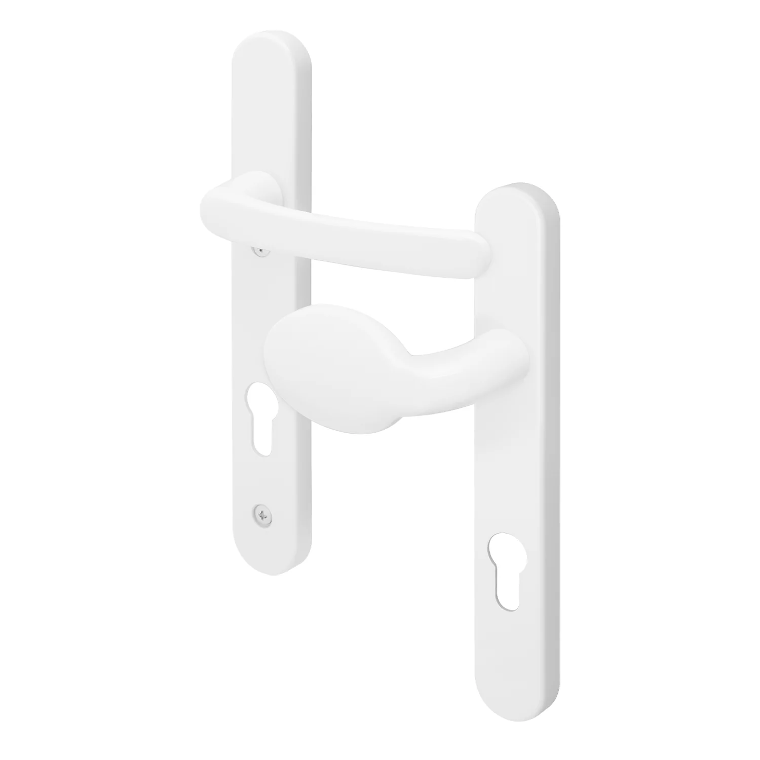 White UPVC Lever Pad Door Handles - 92mm PZ Centres - 122mm Fixing Centres - 245 x 34mm