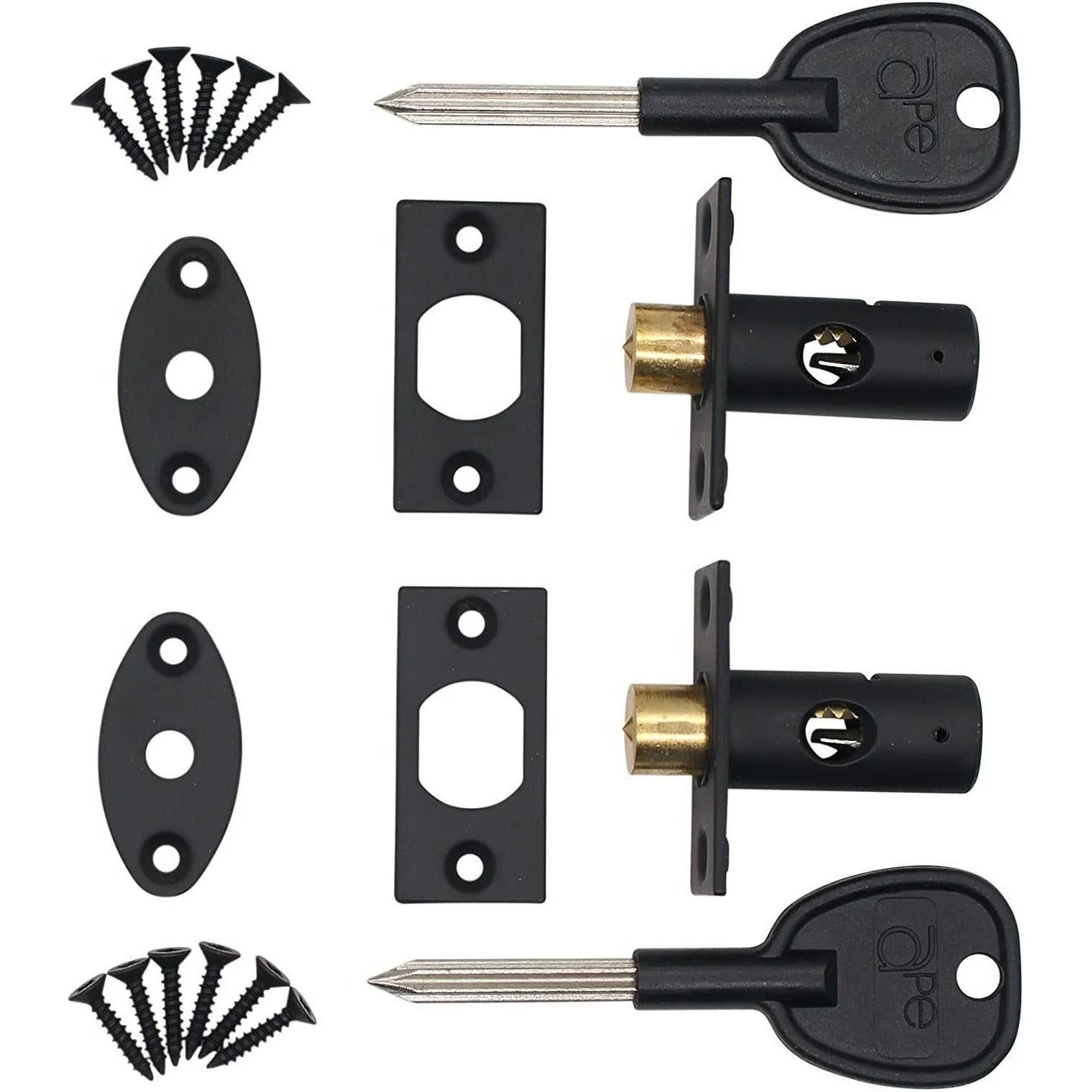 Concealed Window Security Rack Bolts 32mm Pack of 2 + 2 Keys - Black