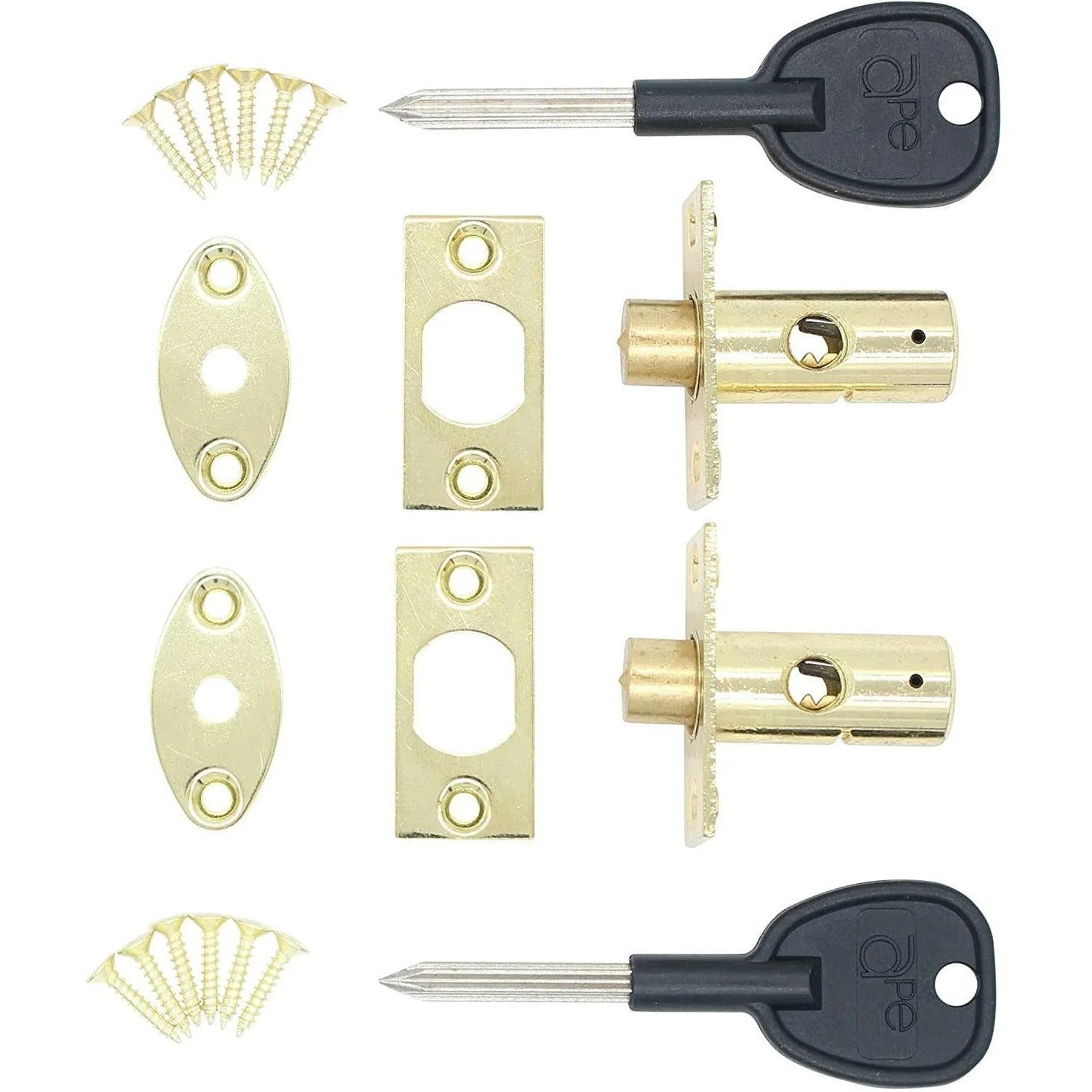 Concealed Window Security Rack Bolts 32mm Pack of 2 + 2 Keys - Brass